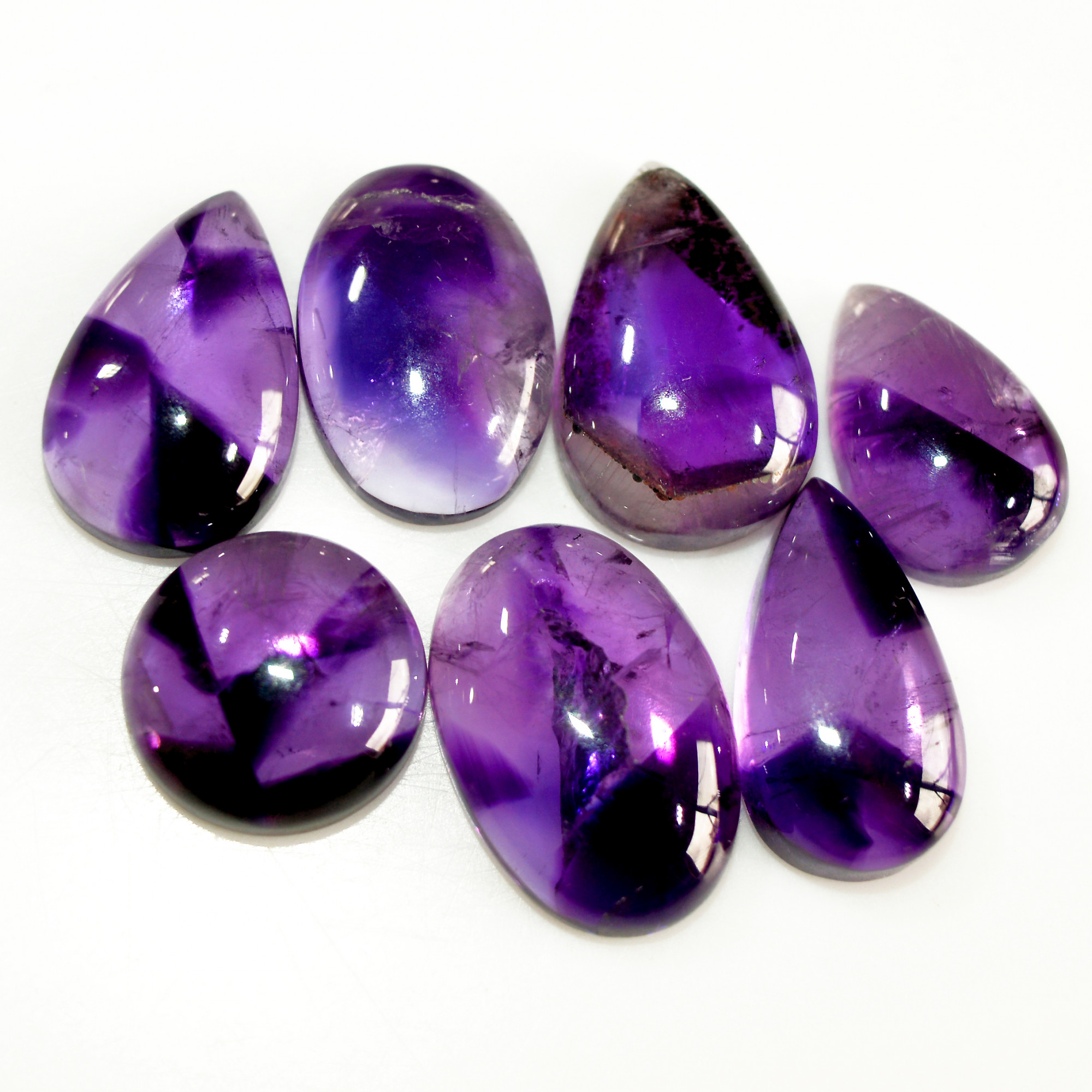 7 Pcs 85 Cts Natural Amethyst Cabochon Loose Gemstone Lot Mixed Shapes and Sizes Healing Crystal For Jewelry Making 19x12 13x13mm 15697