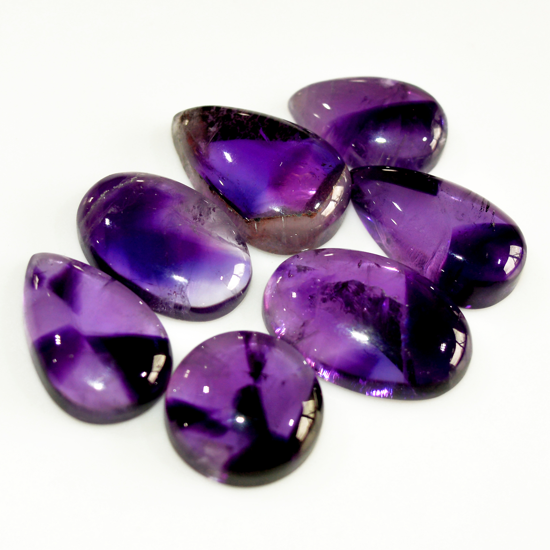 7 Pcs 85 Cts Natural Amethyst Cabochon Loose Gemstone Lot Mixed Shapes and Sizes Healing Crystal For Jewelry Making 19x12 13x13mm 15697