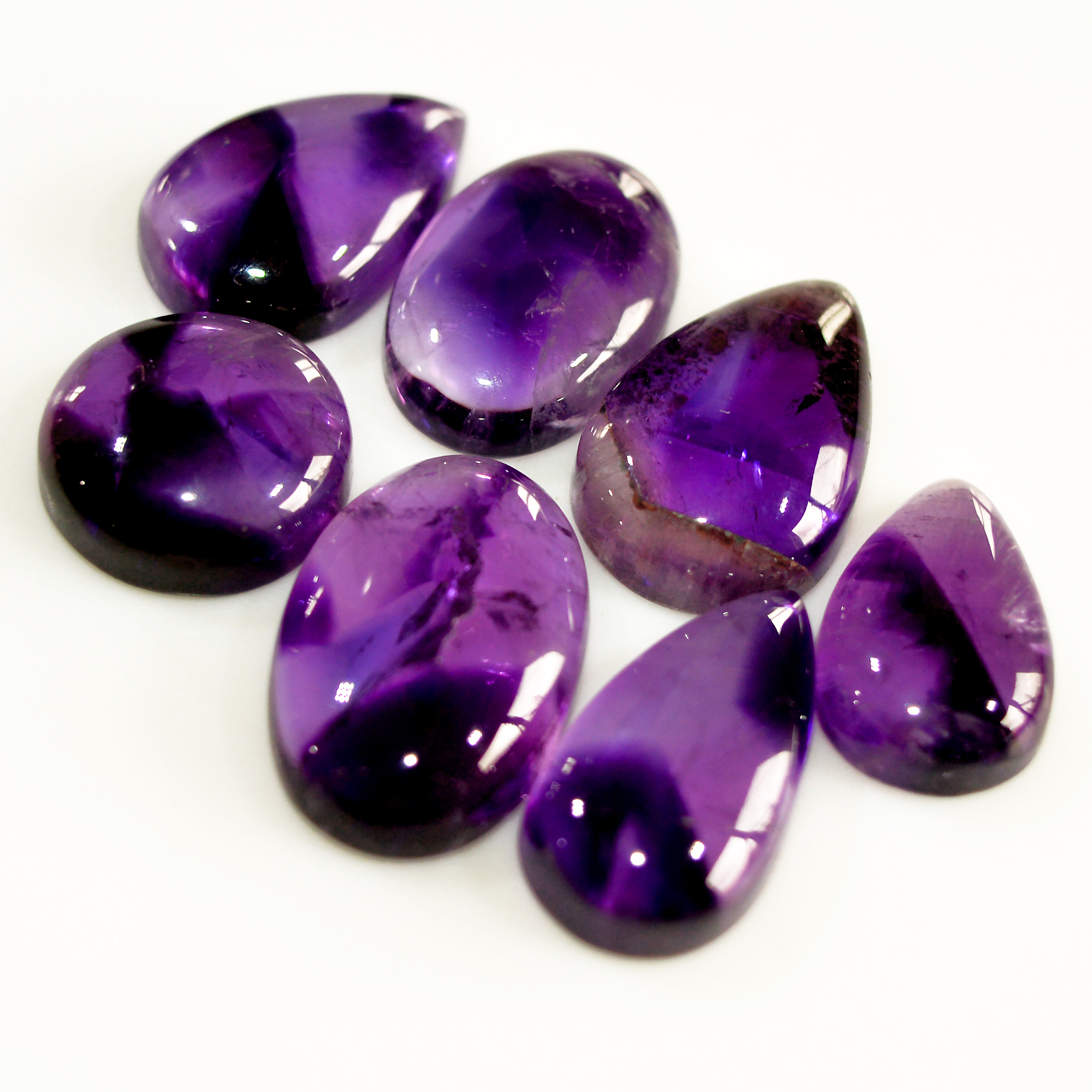 7 Pcs 85 Cts Natural Amethyst Cabochon Loose Gemstone Lot Mixed Shapes and Sizes Healing Crystal For Jewelry Making 19x12 13x13mm 15697