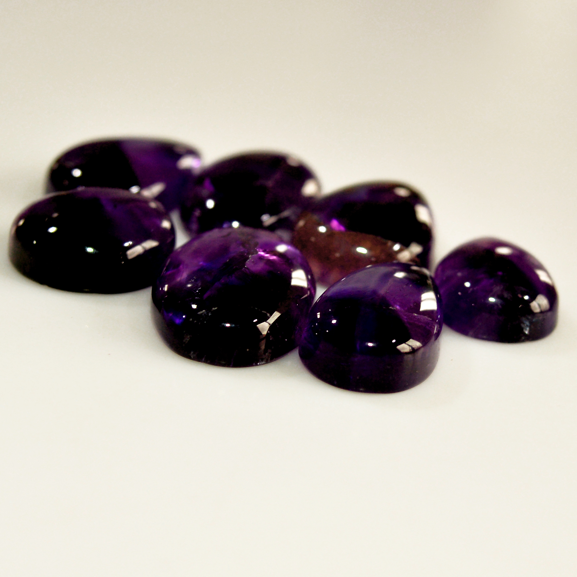 7 Pcs 85 Cts Natural Amethyst Cabochon Loose Gemstone Lot Mixed Shapes and Sizes Healing Crystal For Jewelry Making 19x12 13x13mm 15697