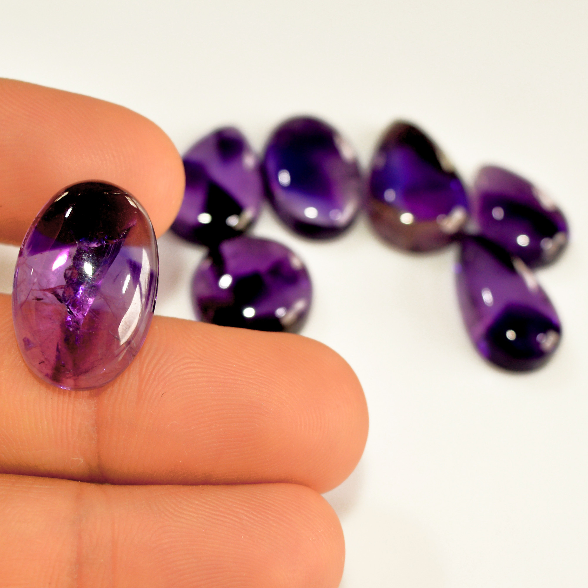 7 Pcs 85 Cts Natural Amethyst Cabochon Loose Gemstone Lot Mixed Shapes and Sizes Healing Crystal For Jewelry Making 19x12 13x13mm 15697