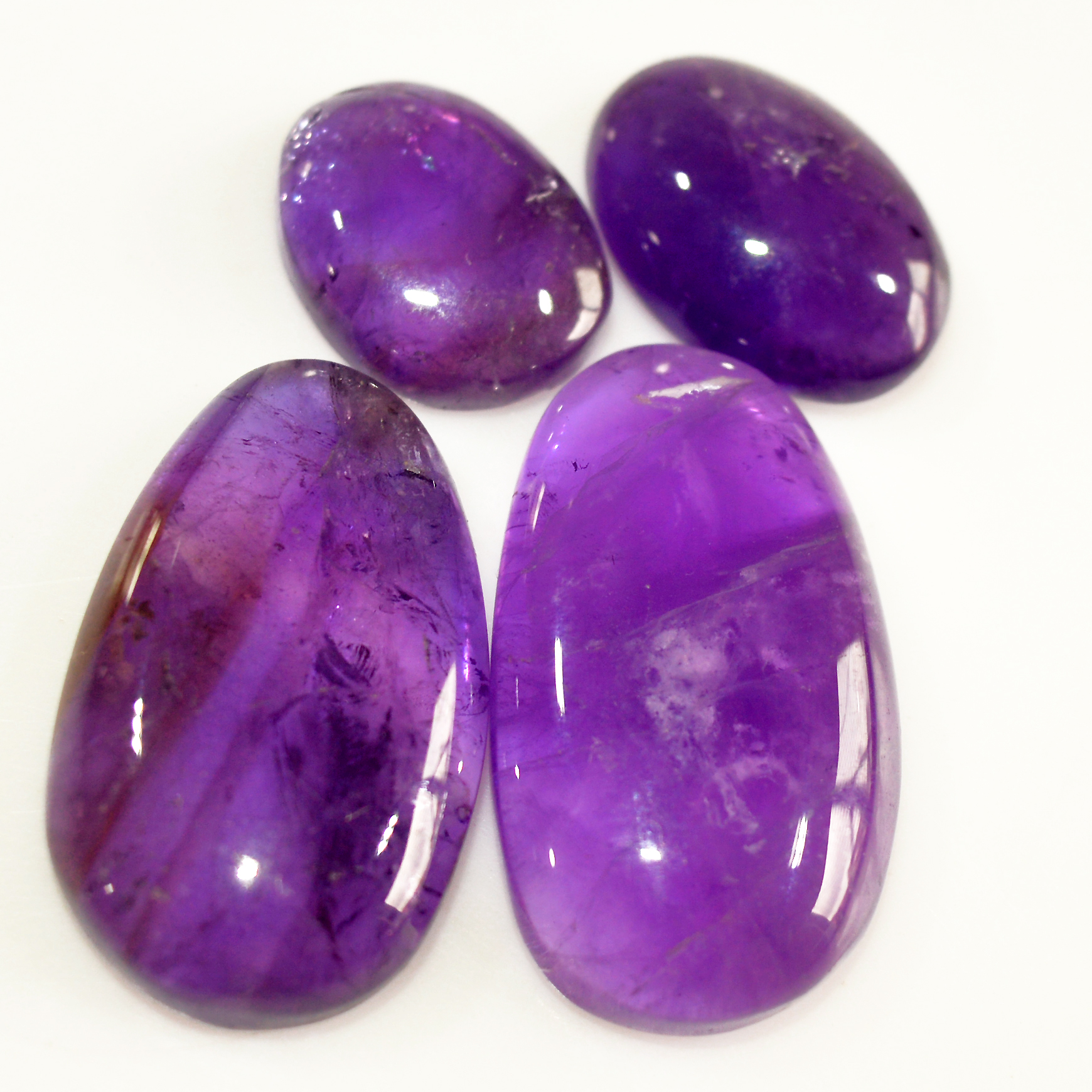 4 Pcs 66 Cts Natural Purple Amethyst Cabochon Loose Mixed Shapes Gemstone Lot For Pendants Handmade Jewelry Supplies 26x14 14x10mm 15698