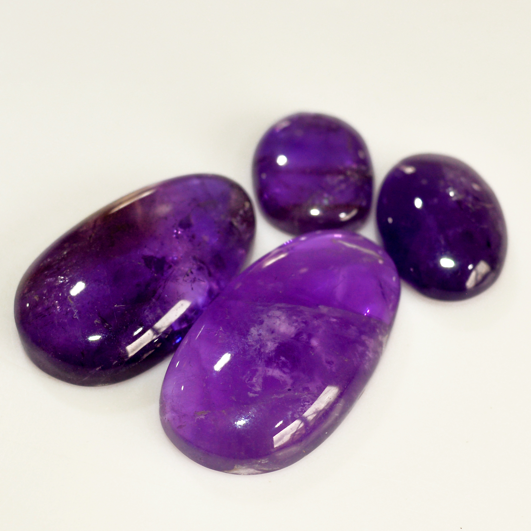 4 Pcs 66 Cts Natural Purple Amethyst Cabochon Loose Mixed Shapes Gemstone Lot For Pendants Handmade Jewelry Supplies 26x14 14x10mm 15698