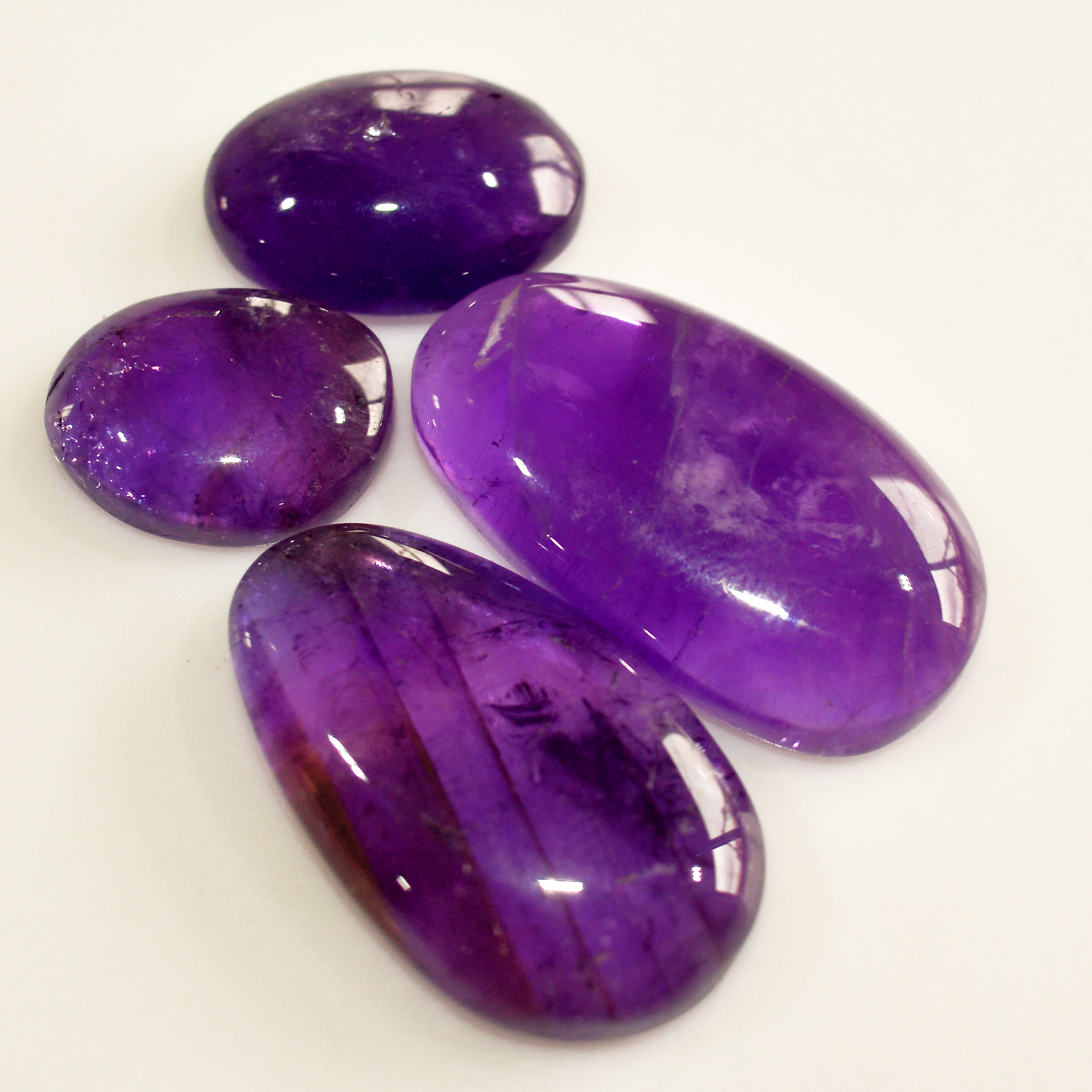 4 Pcs 66 Cts Natural Purple Amethyst Cabochon Loose Mixed Shapes Gemstone Lot For Pendants Handmade Jewelry Supplies 26x14 14x10mm R-15698