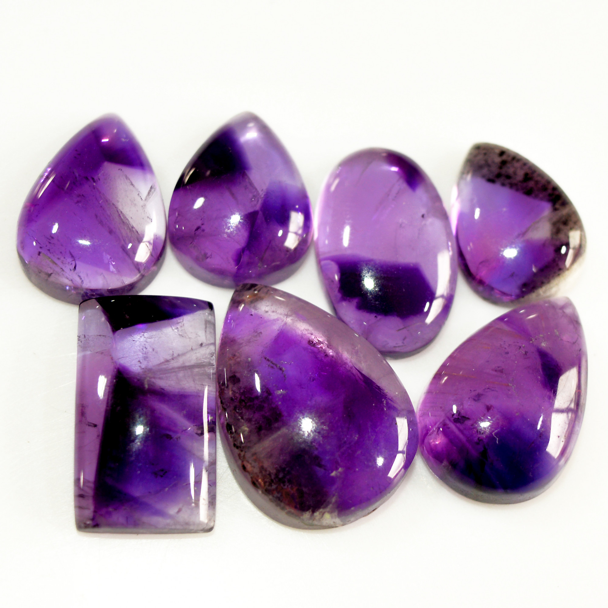 7 Pcs 87 Cts Natural Purple Amethyst Cabochon Loose Mixed Shapes Gemstone Lot For Pendants Handmade Jewelry Supplies 22x14 14x10mm 15699