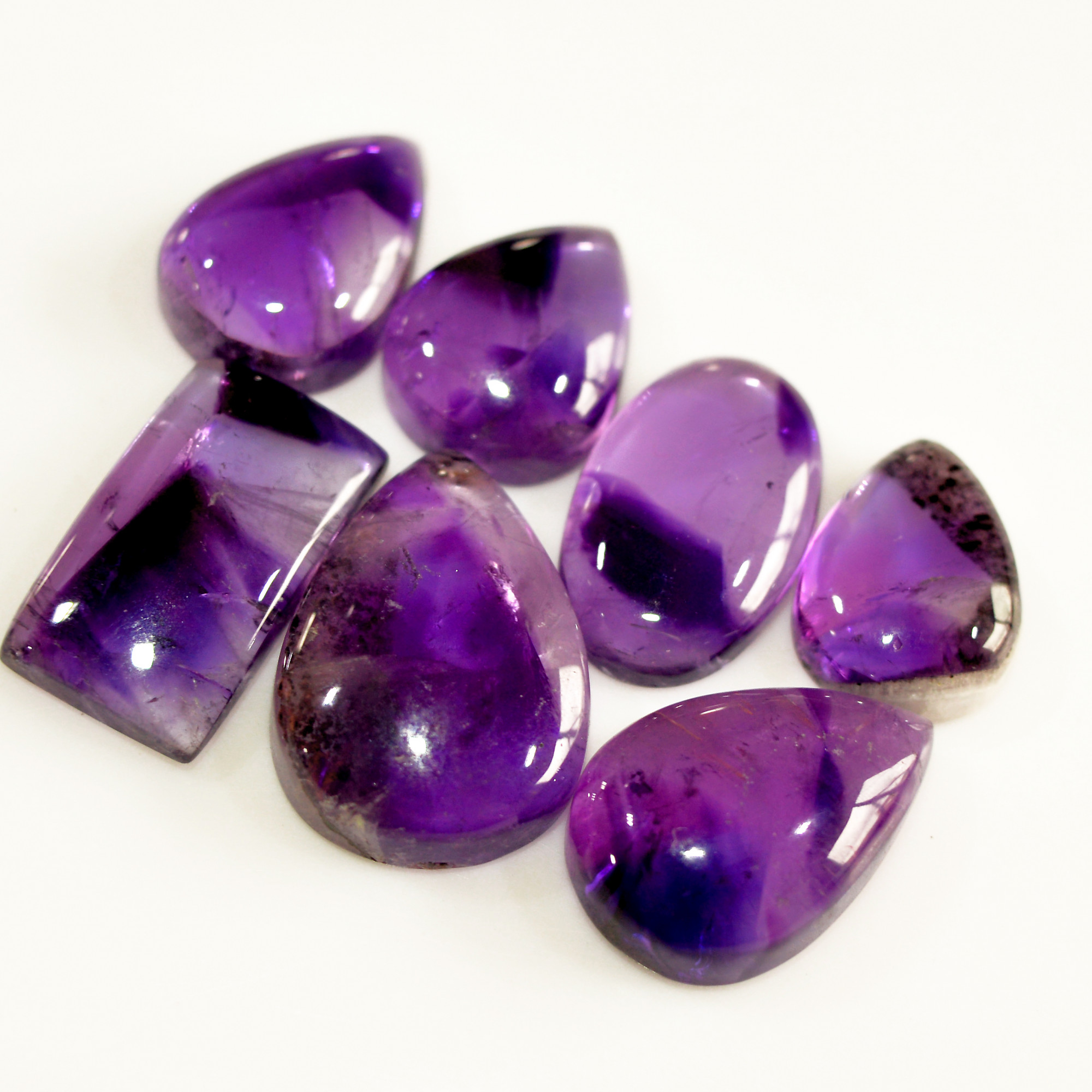 7 Pcs 87 Cts Natural Purple Amethyst Cabochon Loose Mixed Shapes Gemstone Lot For Pendants Handmade Jewelry Supplies 22x14 14x10mm 15699