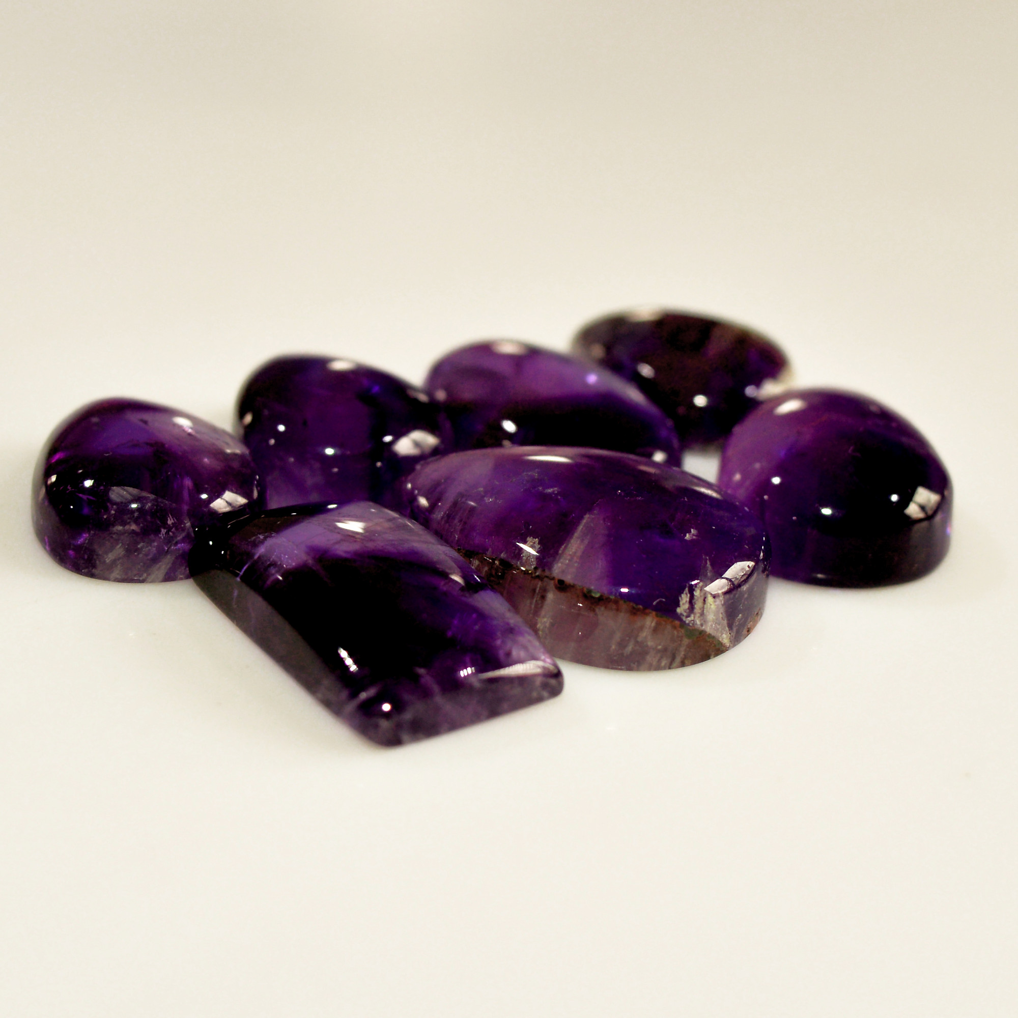 7 Pcs 87 Cts Natural Purple Amethyst Cabochon Loose Mixed Shapes Gemstone Lot For Pendants Handmade Jewelry Supplies 22x14 14x10mm 15699