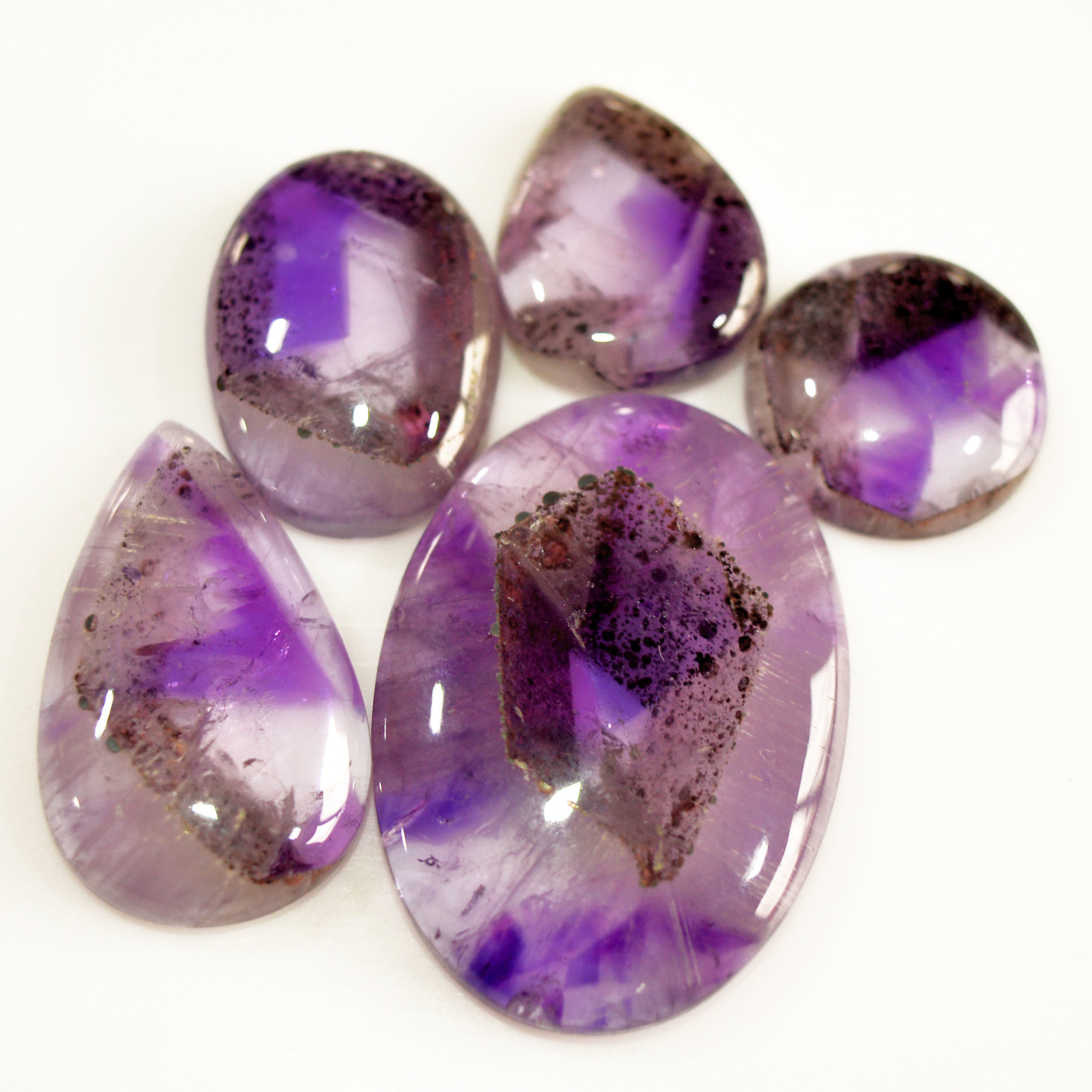 5 Pcs 110 Cts Natural Purple Amethyst Cabochon Loose Mixed Shapes Gemstone Lot For Pendants Handmade Jewelry Supplies 32x22 15x15mm 15700