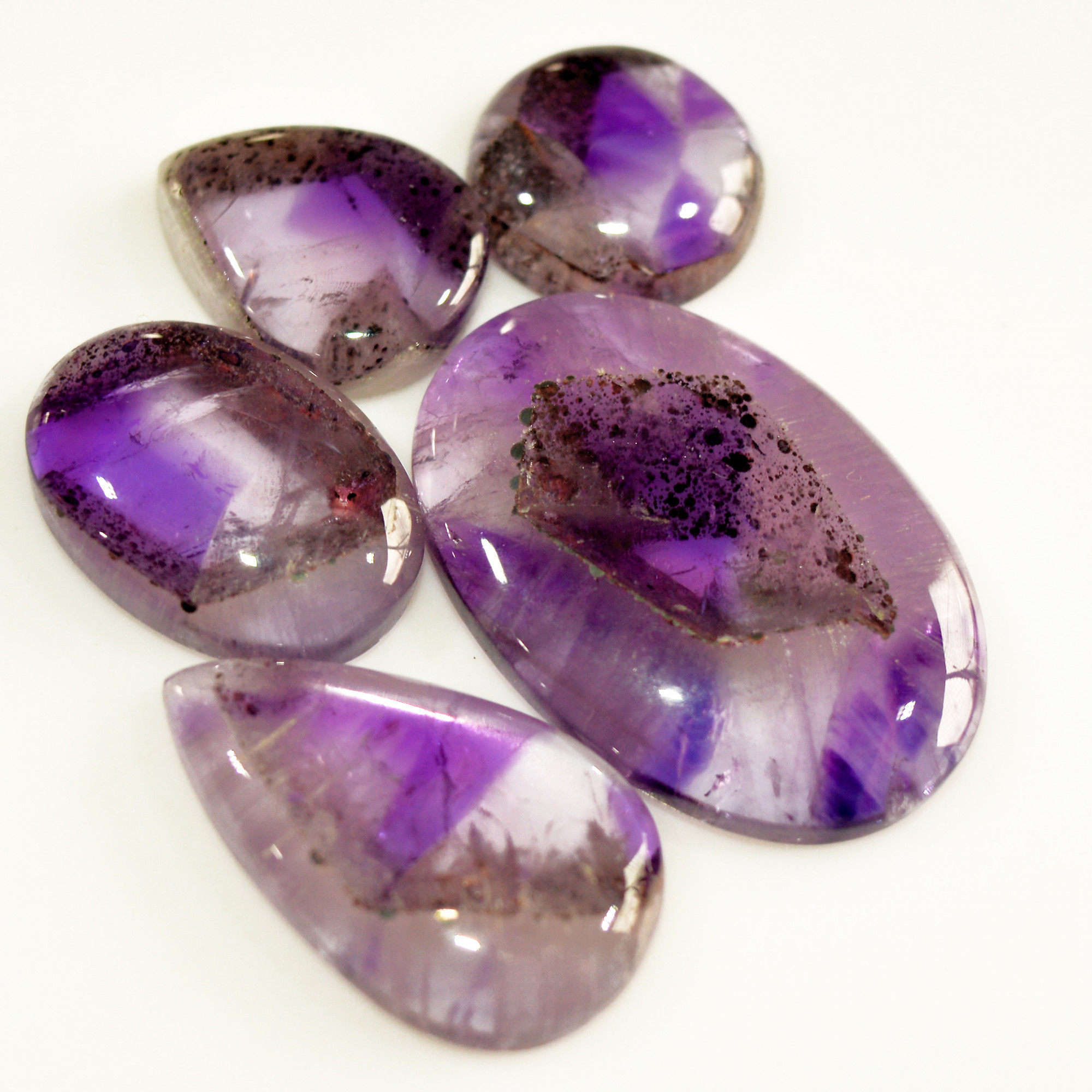 5 Pcs 110 Cts Natural Purple Amethyst Cabochon Loose Mixed Shapes Gemstone Lot For Pendants Handmade Jewelry Supplies 32x22 15x15mm 15700