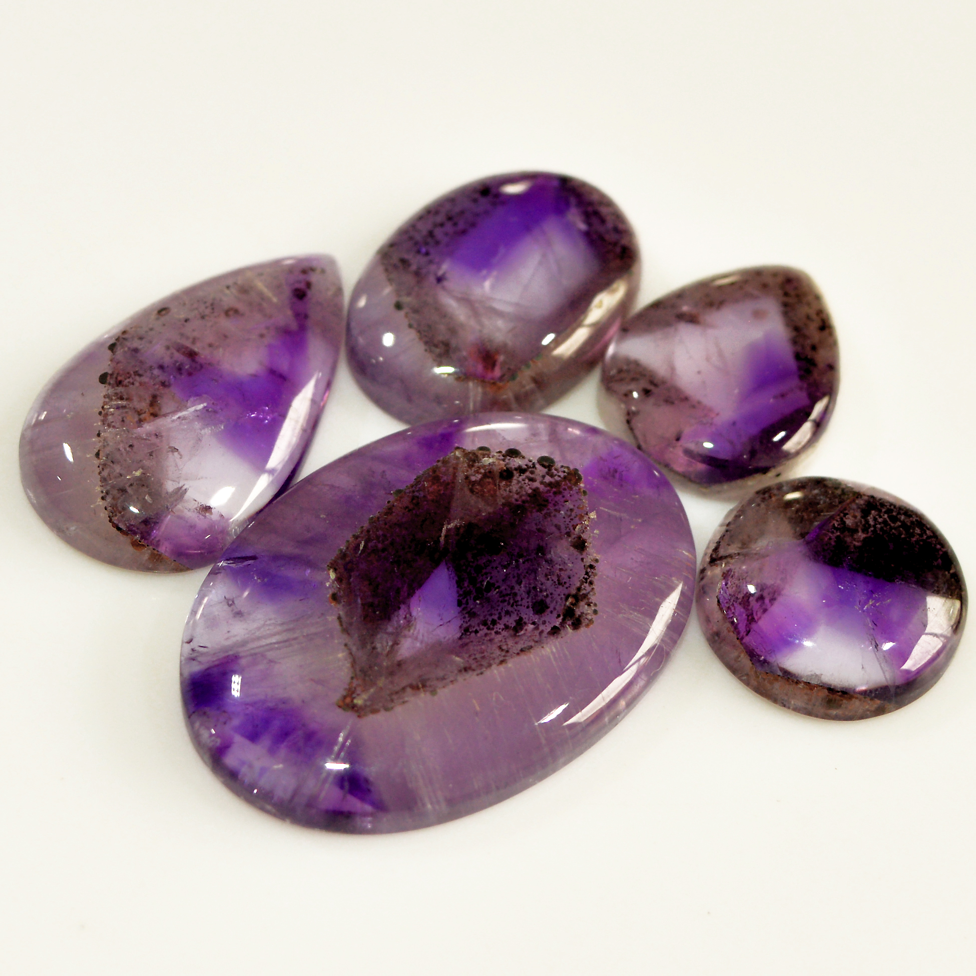 5 Pcs 110 Cts Natural Purple Amethyst Cabochon Loose Mixed Shapes Gemstone Lot For Pendants Handmade Jewelry Supplies 32x22 15x15mm 15700