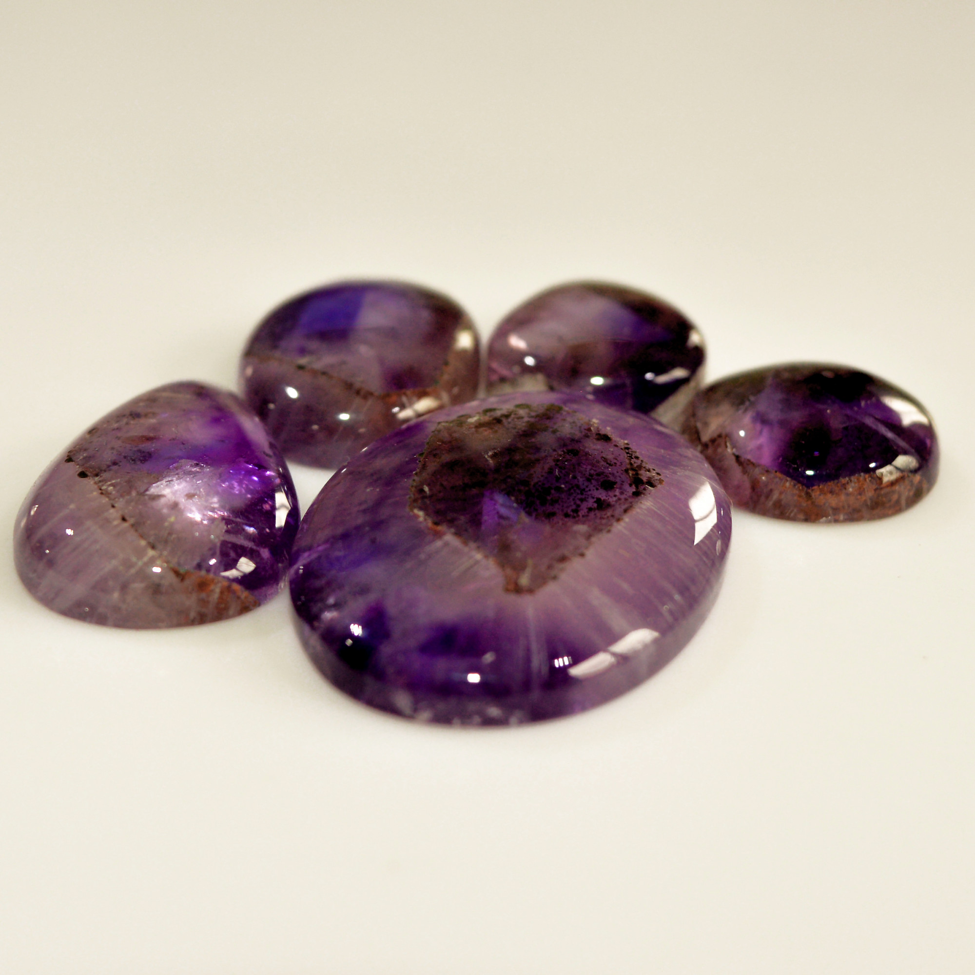 5 Pcs 110 Cts Natural Purple Amethyst Cabochon Loose Mixed Shapes Gemstone Lot For Pendants Handmade Jewelry Supplies 32x22 15x15mm 15700