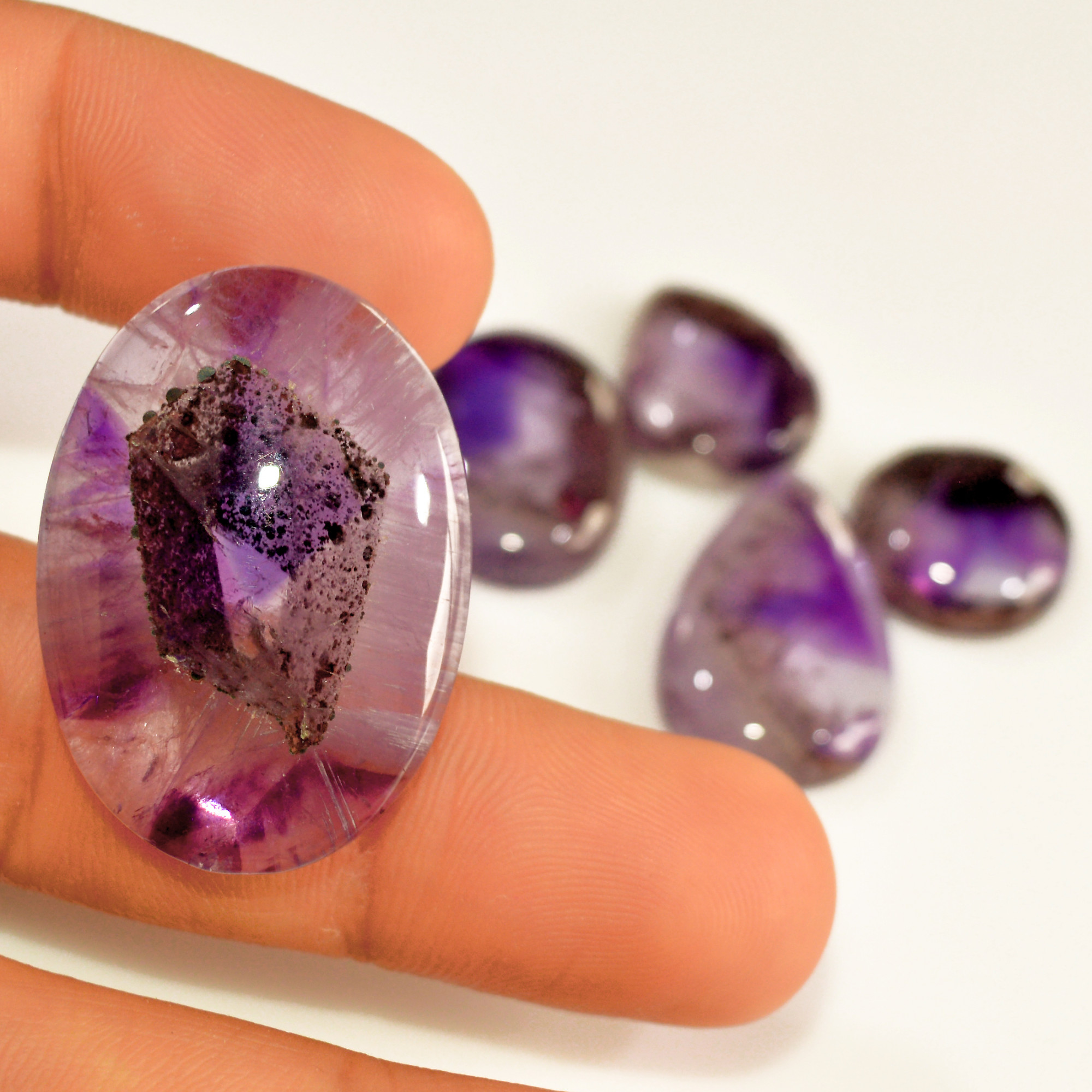 5 Pcs 110 Cts Natural Purple Amethyst Cabochon Loose Mixed Shapes Gemstone Lot For Pendants Handmade Jewelry Supplies 32x22 15x15mm 15700