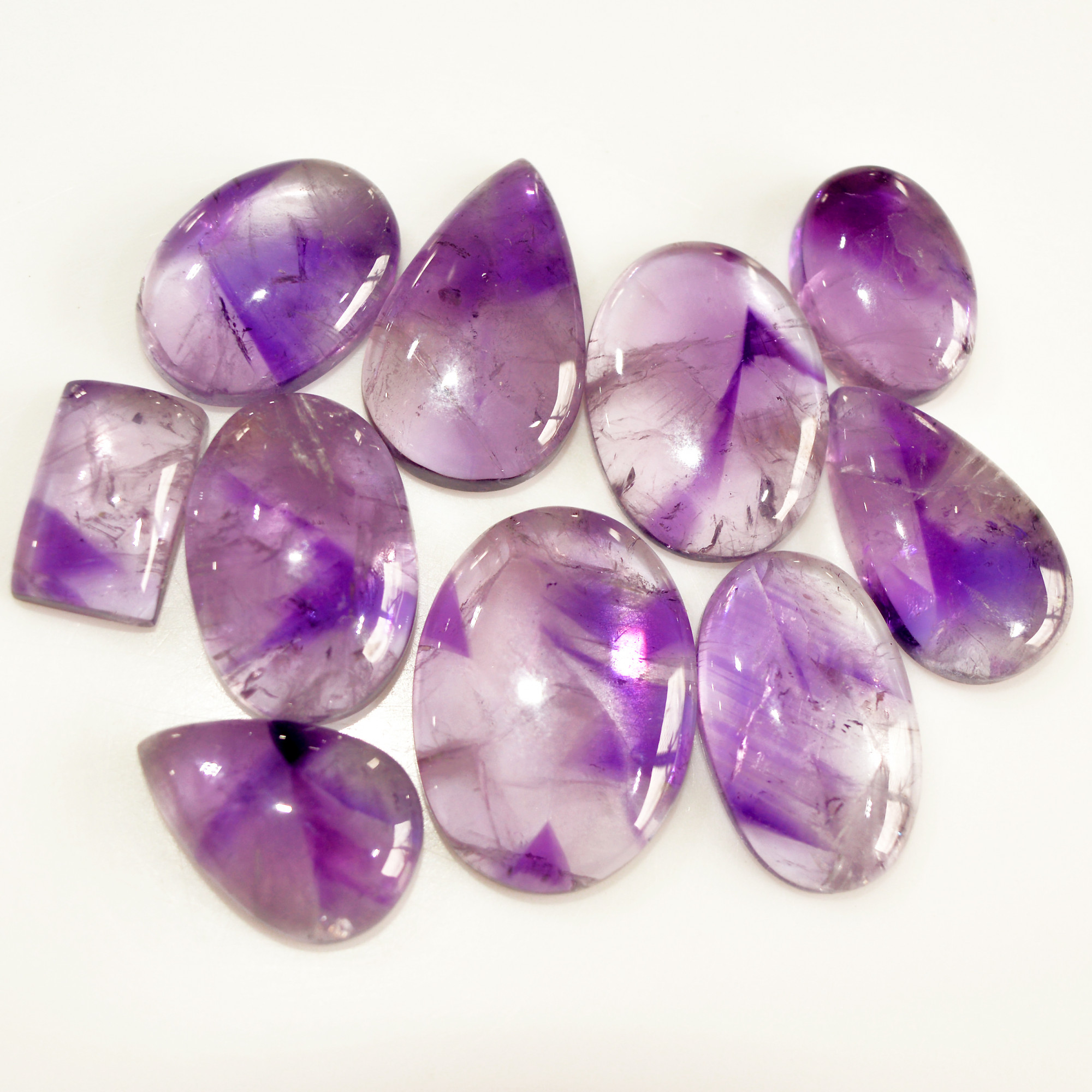 10 Pcs 172 Cts Natural Purple Amethyst Cabochon Loose Mixed Shapes Gemstone Lot For Pendants Handmade Jewelry Supplies 25x17 14x9mm 15701