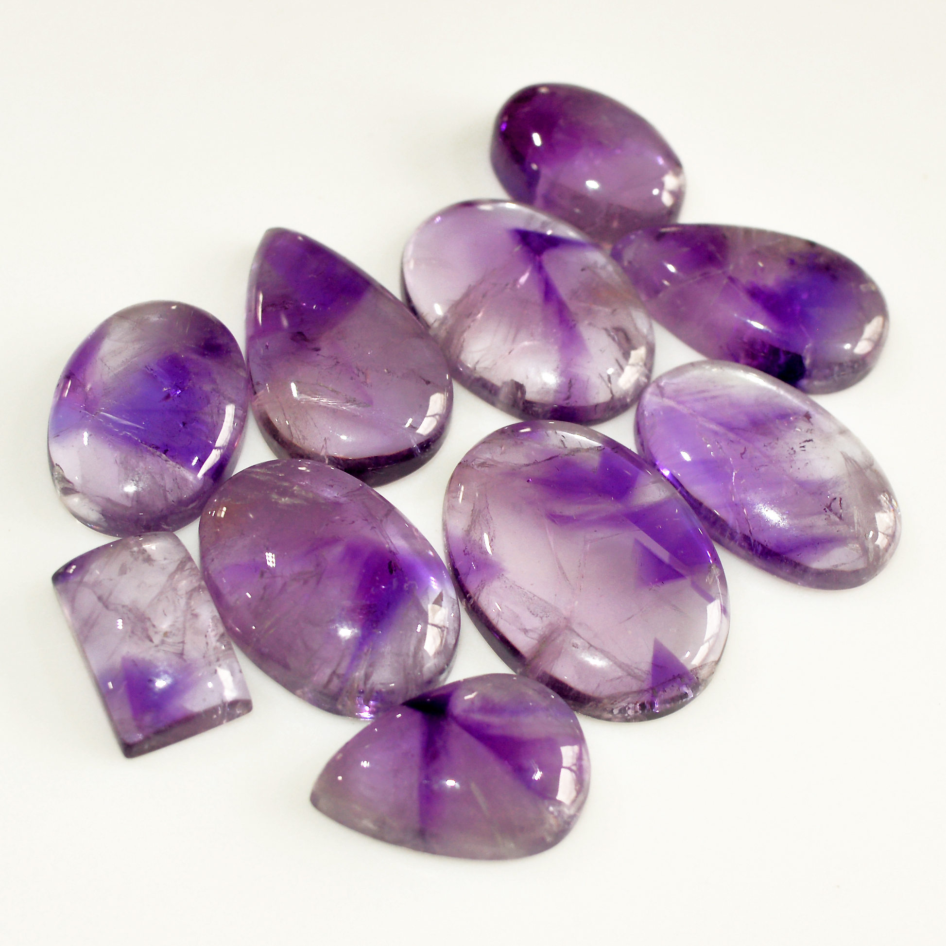 10 Pcs 172 Cts Natural Purple Amethyst Cabochon Loose Mixed Shapes Gemstone Lot For Pendants Handmade Jewelry Supplies 25x17 14x9mm 15701