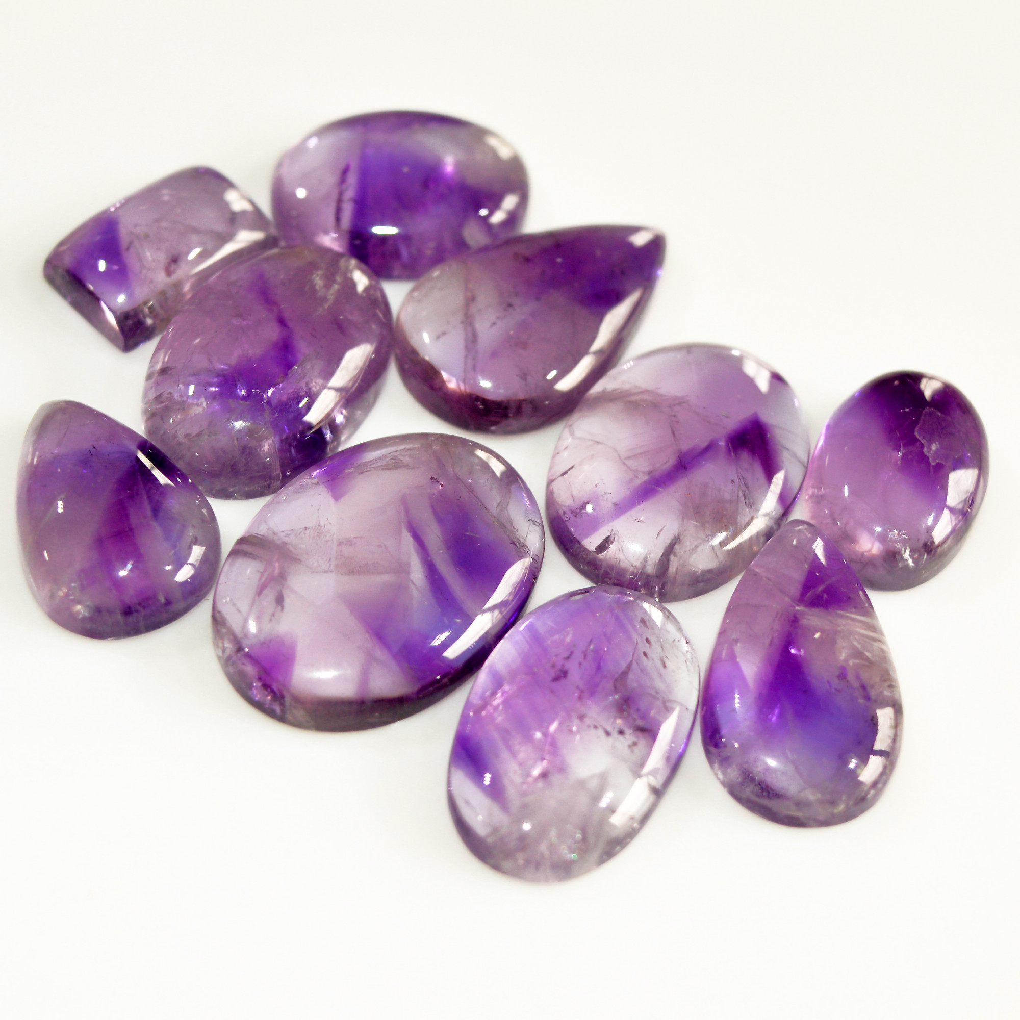 10 Pcs 172 Cts Natural Purple Amethyst Cabochon Loose Mixed Shapes Gemstone Lot For Pendants Handmade Jewelry Supplies 25x17 14x9mm 15701