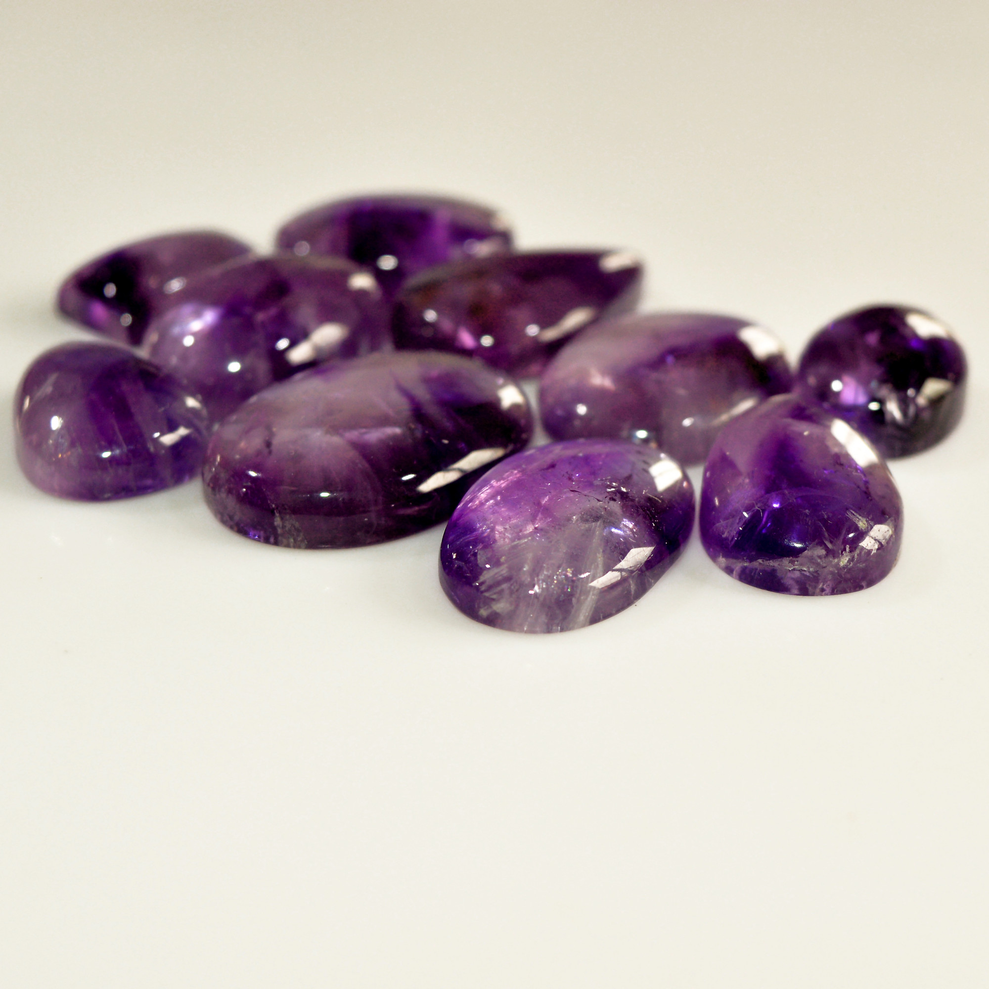 10 Pcs 172 Cts Natural Purple Amethyst Cabochon Loose Mixed Shapes Gemstone Lot For Pendants Handmade Jewelry Supplies 25x17 14x9mm 15701