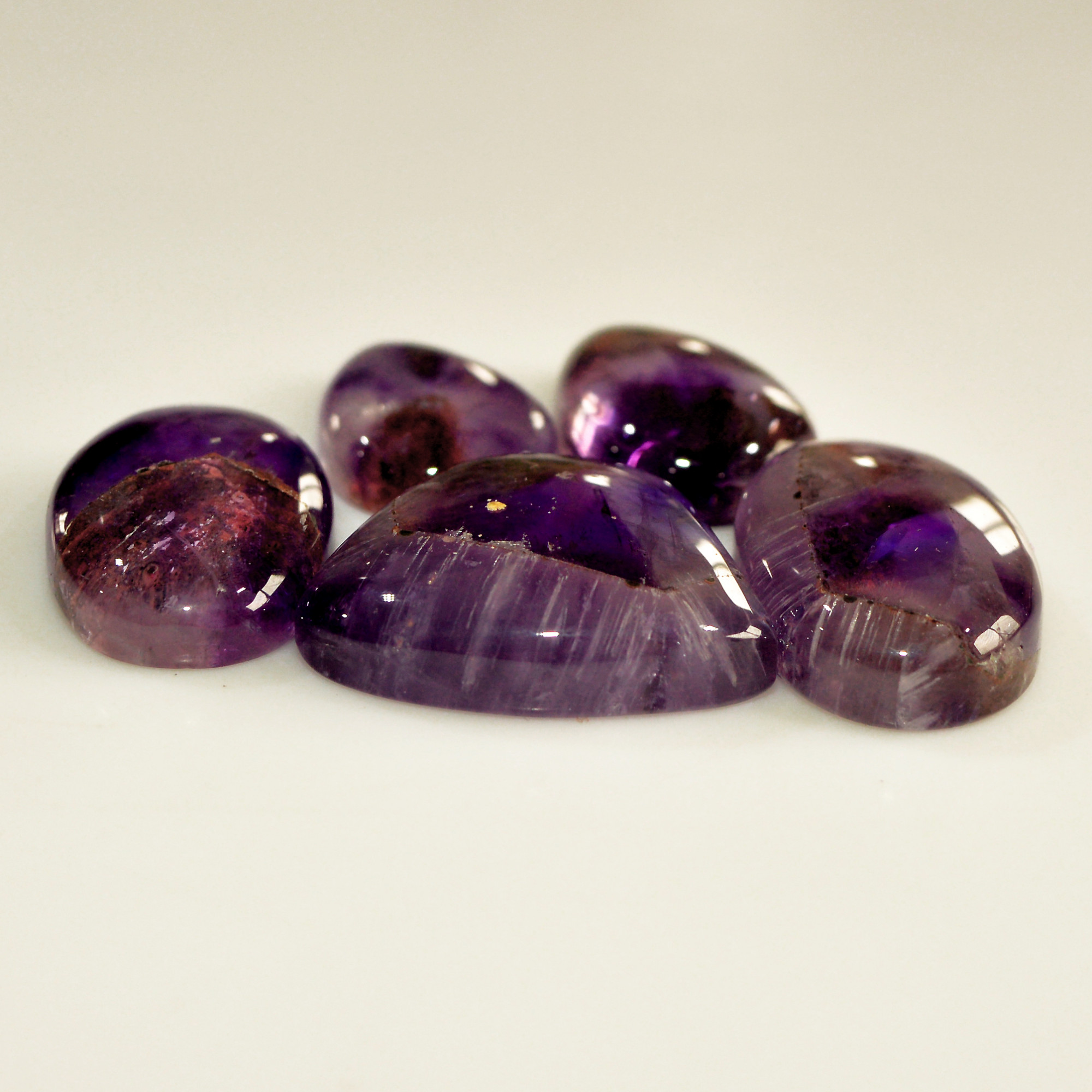 5 Pcs 108 Cts Natural Purple Amethyst Cabochon Loose Mixed Shapes Gemstone Lot For Pendants Handmade Jewelry Supplies 24x14 19x12mm R-15702