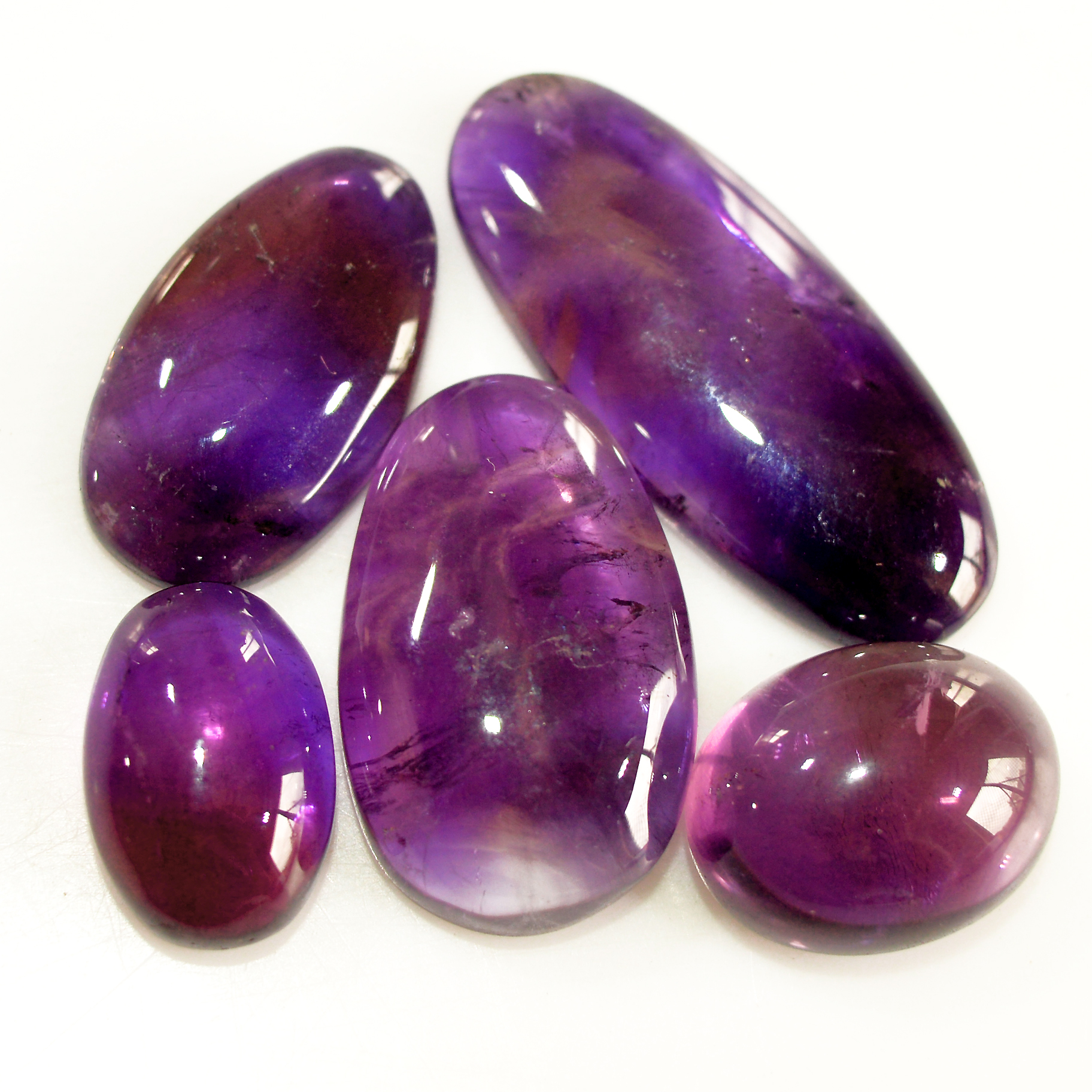 5 Pcs 75 Cts Natural Purple Amethyst Cabochon Loose Mixed Shapes Gemstone Lot For Pendants Handmade Jewelry Supplies 30x11 14x9mm 15703R-15703