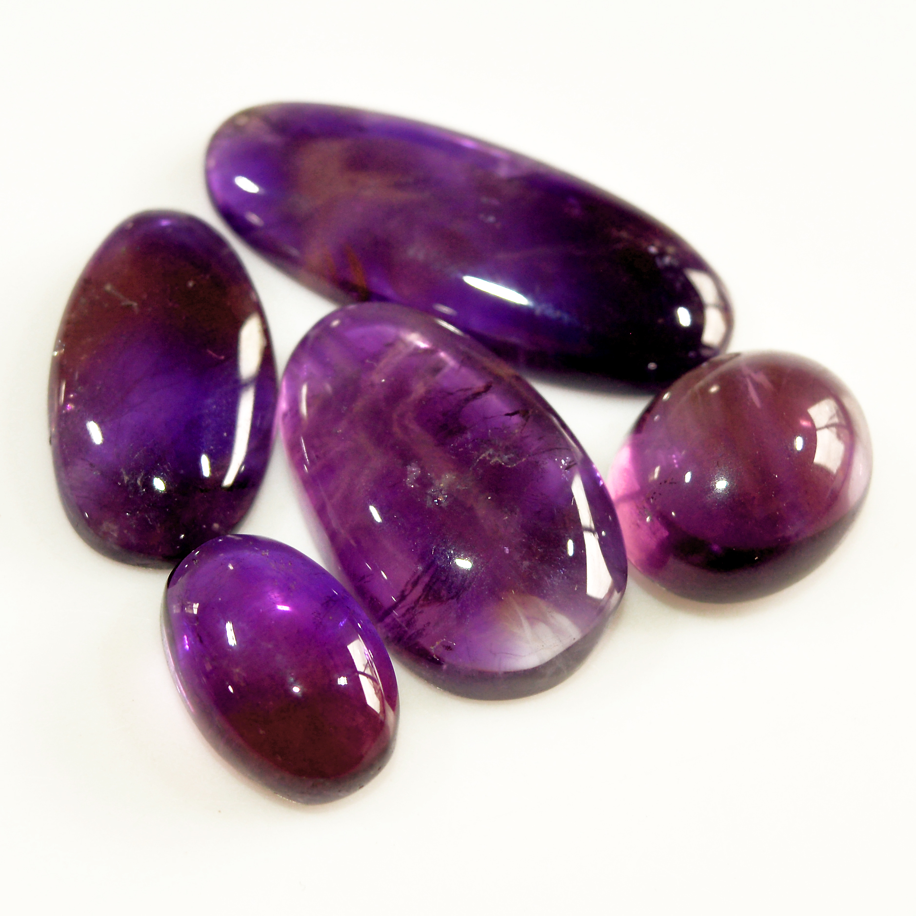 5 Pcs 75 Cts Natural Purple Amethyst Cabochon Loose Mixed Shapes Gemstone Lot For Pendants Handmade Jewelry Supplies 30x11 14x9mm 15703R-15703