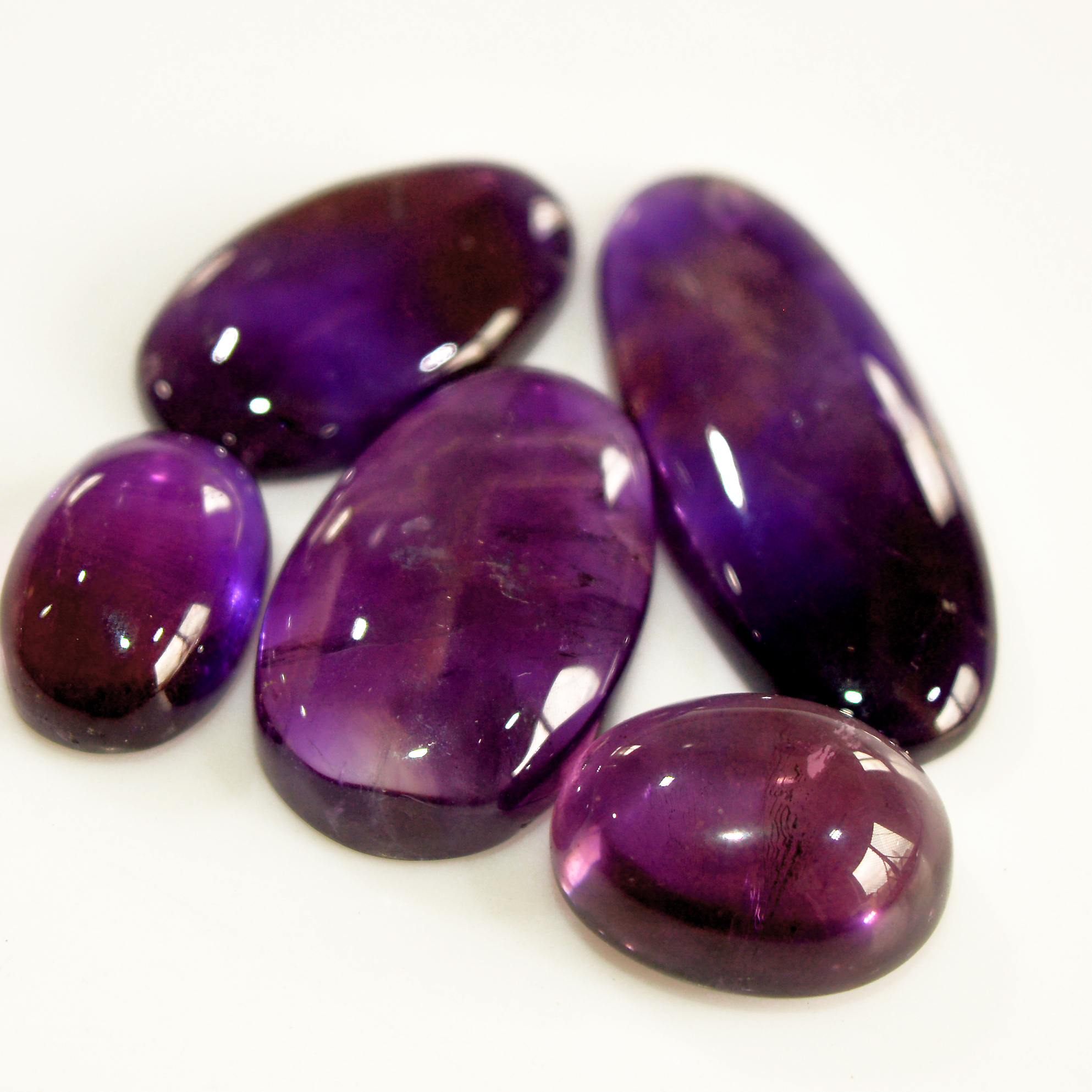5 Pcs 75 Cts Natural Purple Amethyst Cabochon Loose Mixed Shapes Gemstone Lot For Pendants Handmade Jewelry Supplies 30x11 14x9mm 15703R-15703