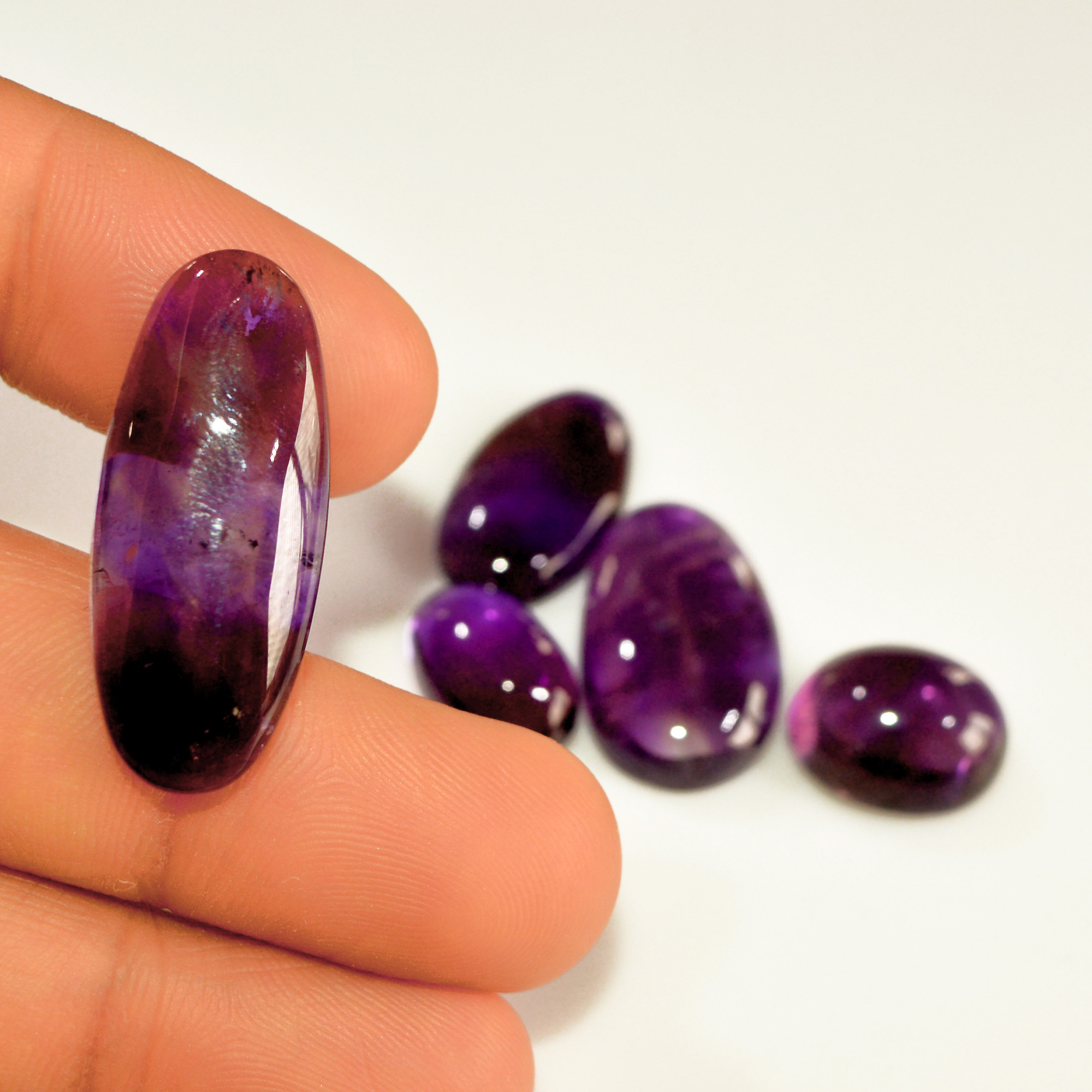5 Pcs 75 Cts Natural Purple Amethyst Cabochon Loose Mixed Shapes Gemstone Lot For Pendants Handmade Jewelry Supplies 30x11 14x9mm 15703R-15703