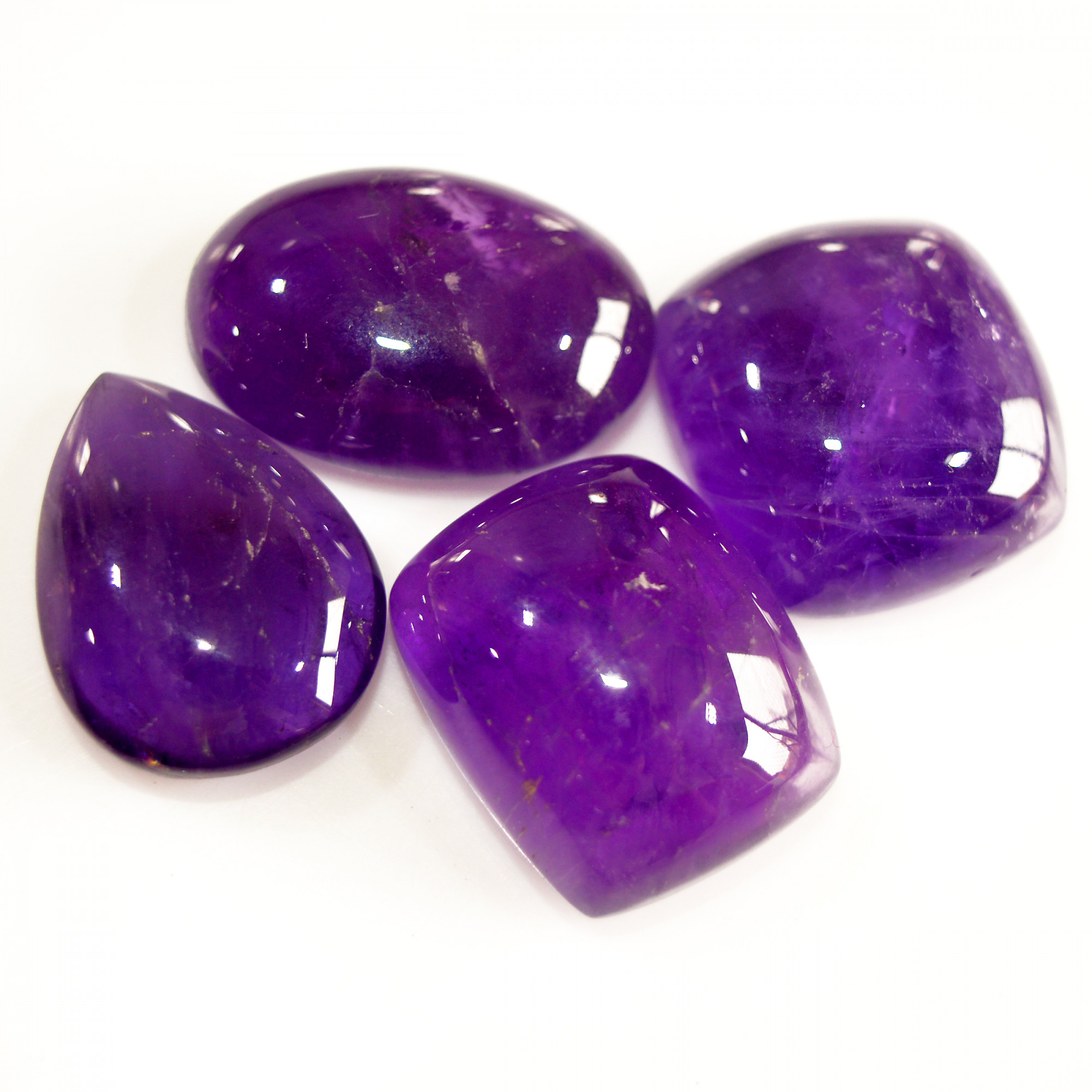 4 Pcs 170 Cts Natural Purple Amethyst Cabochon Loose Mixed Shapes Gemstone Lot For Pendants Handmade Jewelry Supplies 25x17 23x18mm 15704