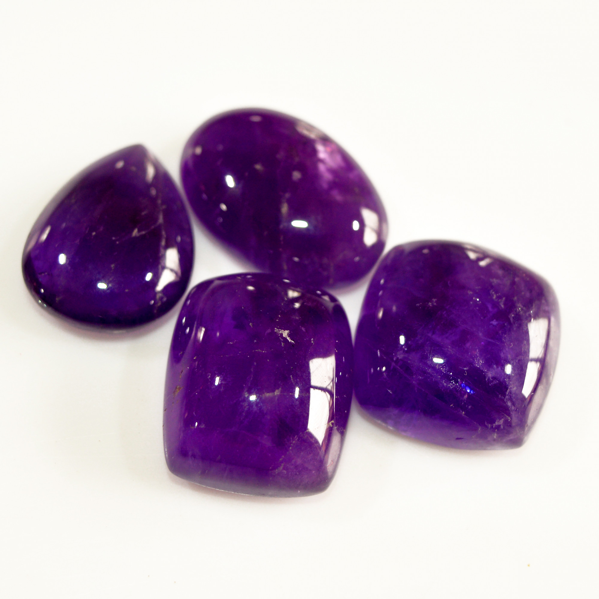 4 Pcs 170 Cts Natural Purple Amethyst Cabochon Loose Mixed Shapes Gemstone Lot For Pendants Handmade Jewelry Supplies 25x17 23x18mm 15704