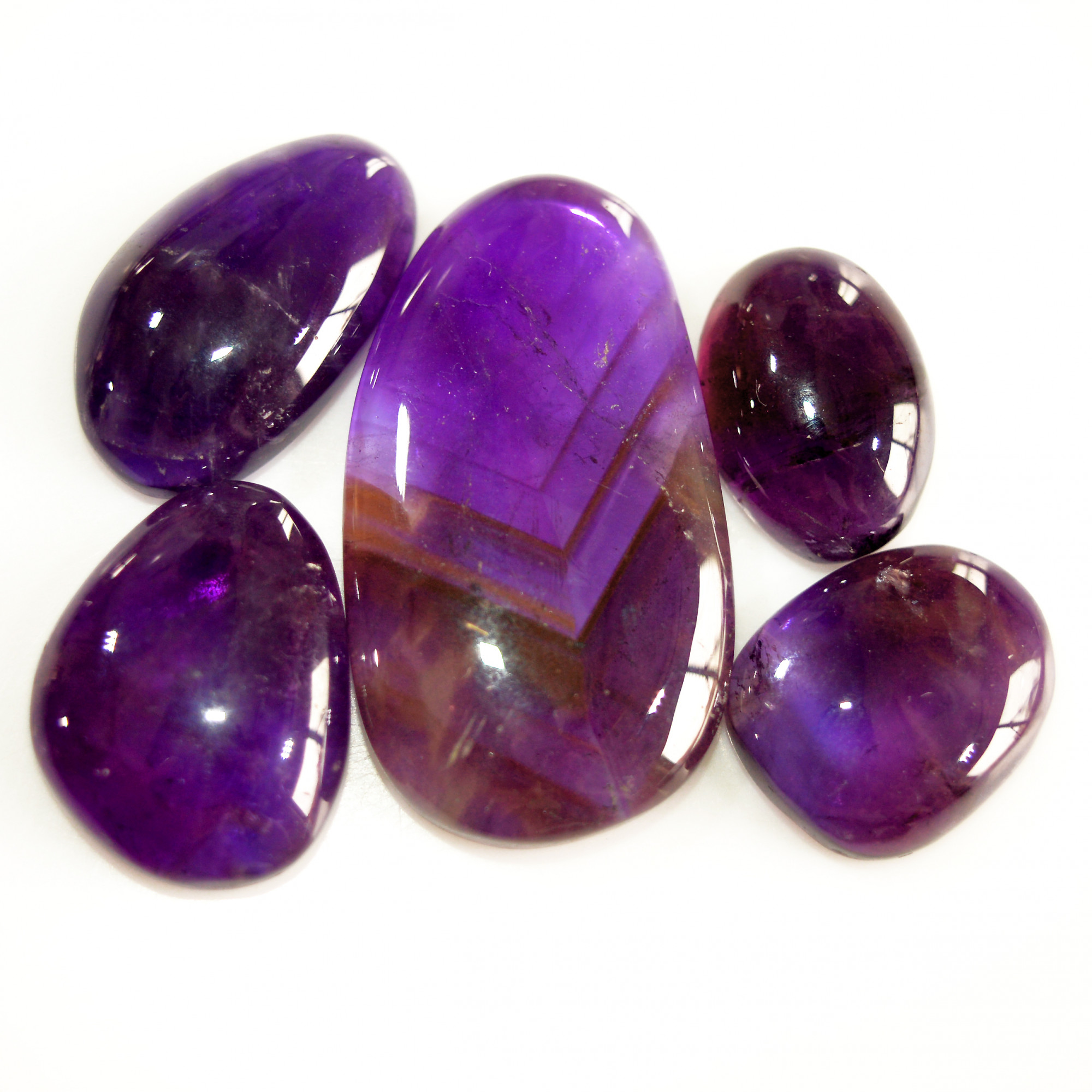 5 Pcs 127 Cts Natural Purple Amethyst Cabochon Loose Mixed Shapes Gemstone Lot For Pendants Handmade Jewelry Supplies 38x20 17x12mm 15705