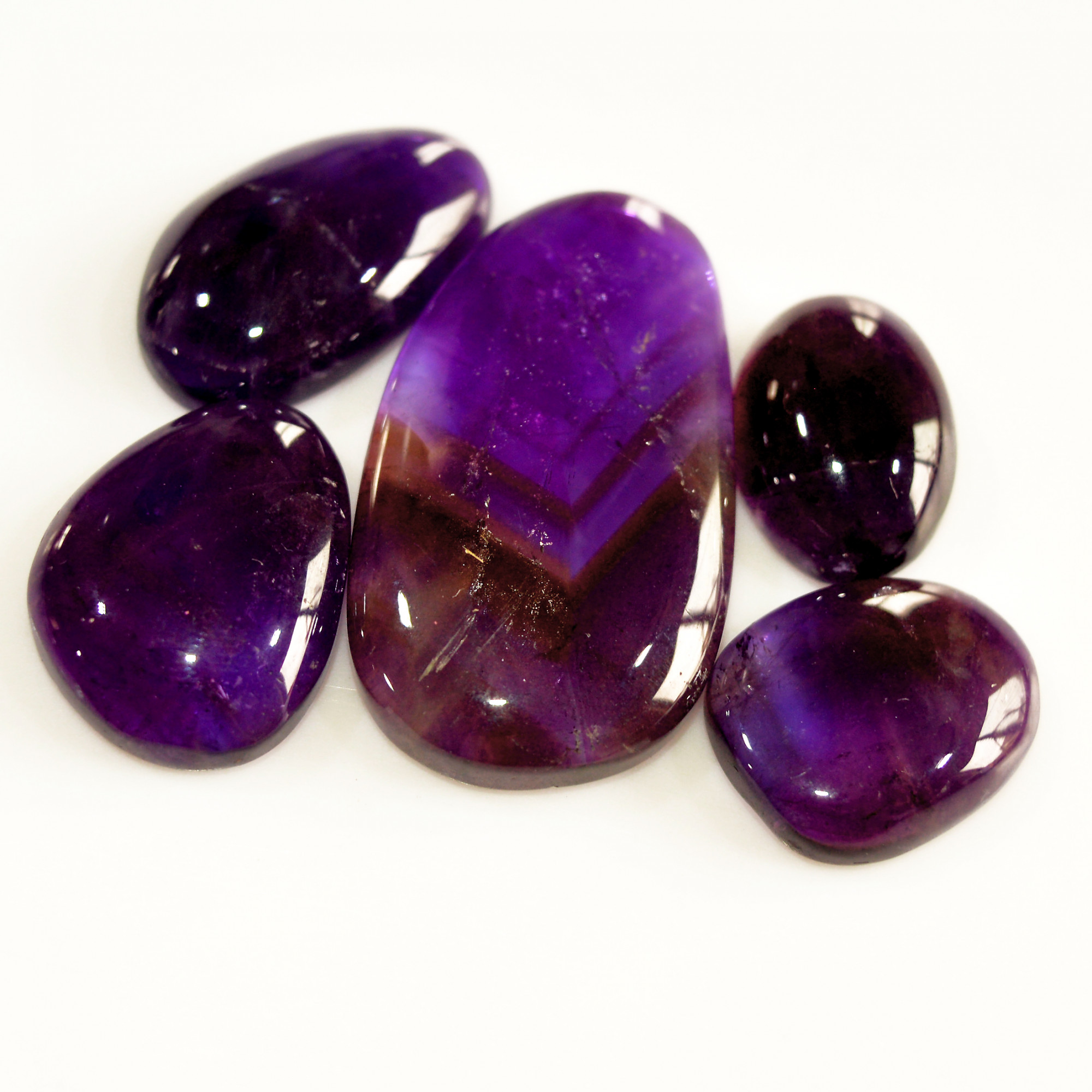 5 Pcs 127 Cts Natural Purple Amethyst Cabochon Loose Mixed Shapes Gemstone Lot For Pendants Handmade Jewelry Supplies 38x20 17x12mm 15705