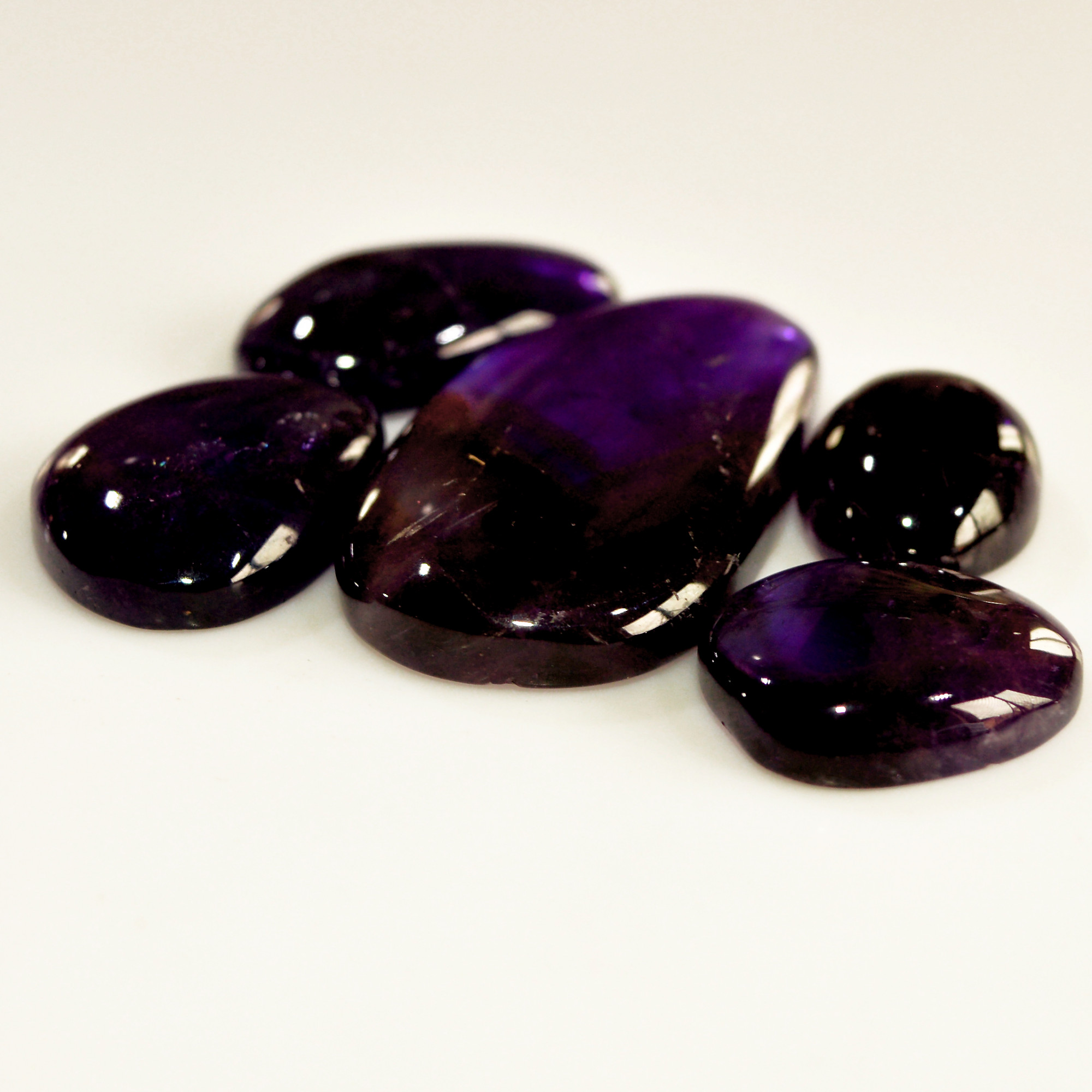 5 Pcs 127 Cts Natural Purple Amethyst Cabochon Loose Mixed Shapes Gemstone Lot For Pendants Handmade Jewelry Supplies 38x20 17x12mm 15705