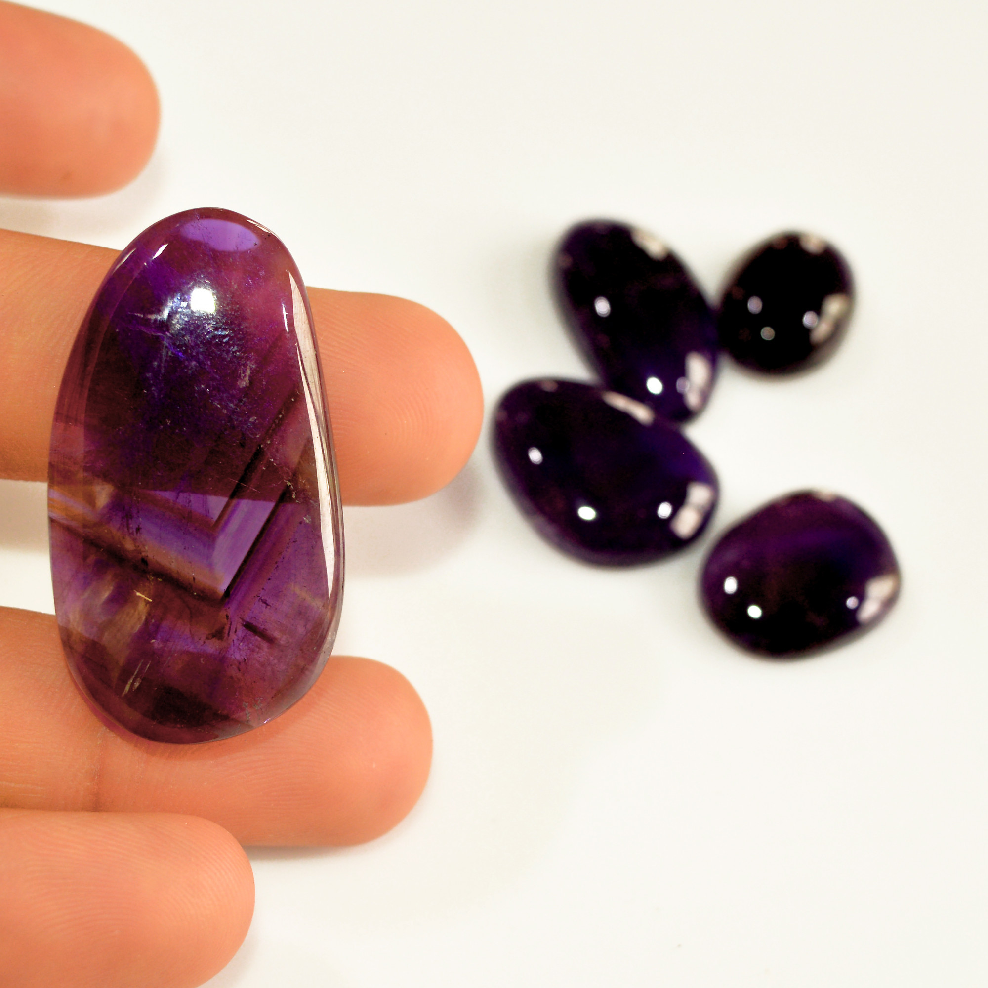 5 Pcs 127 Cts Natural Purple Amethyst Cabochon Loose Mixed Shapes Gemstone Lot For Pendants Handmade Jewelry Supplies 38x20 17x12mm 15705