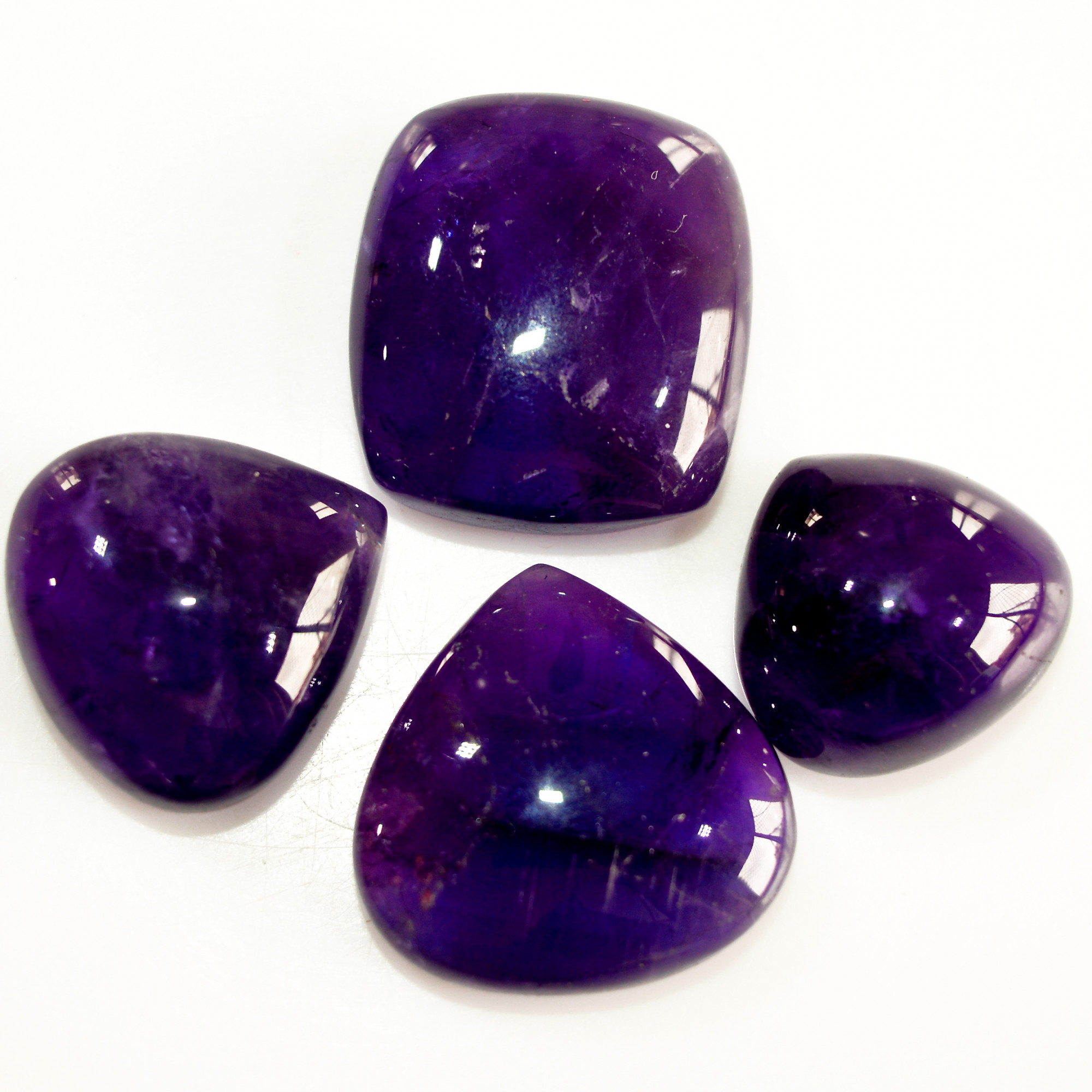 4 Pcs 109 Cts Natural Purple Amethyst Cabochon Loose Mixed Shapes Gemstone Lot For Pendants Handmade Jewelry Supplies 22x20 16x15mm 15706