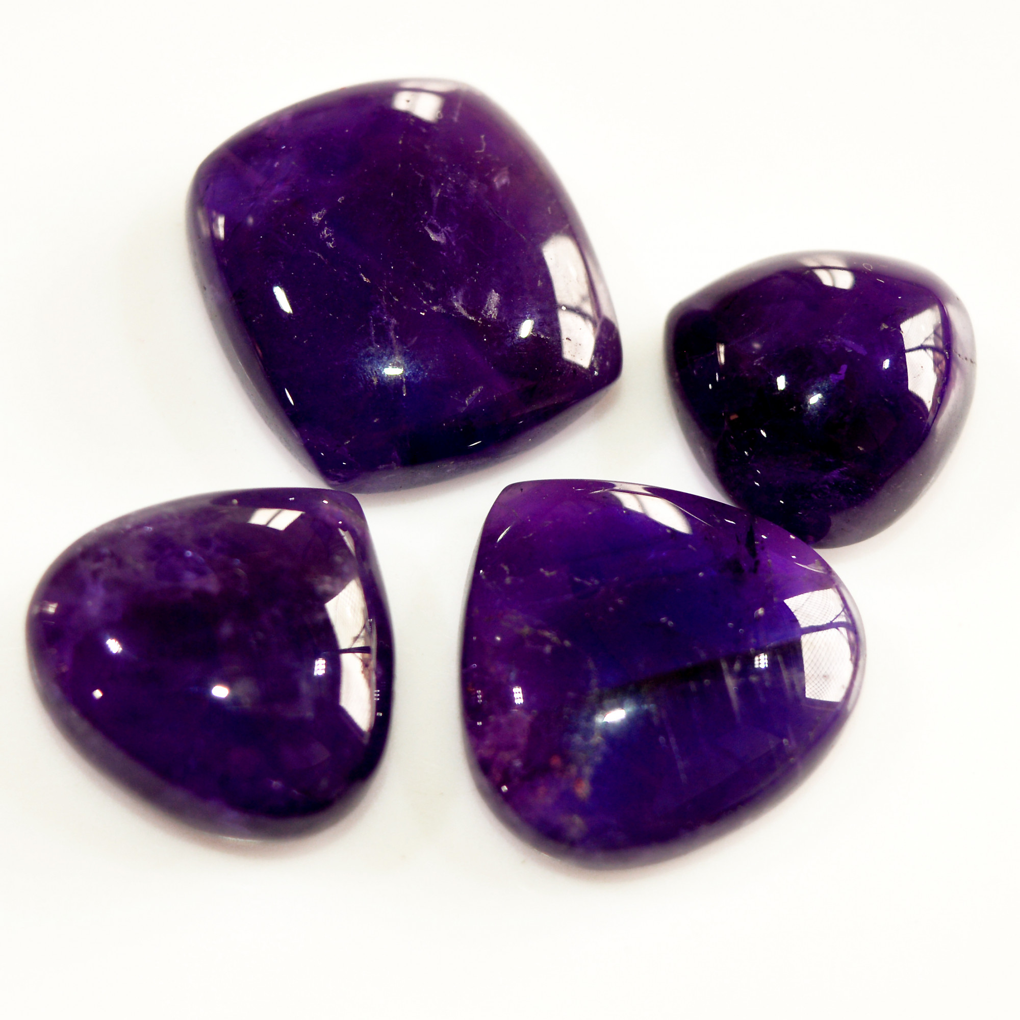 4 Pcs 109 Cts Natural Purple Amethyst Cabochon Loose Mixed Shapes Gemstone Lot For Pendants Handmade Jewelry Supplies 22x20 16x15mm 15706