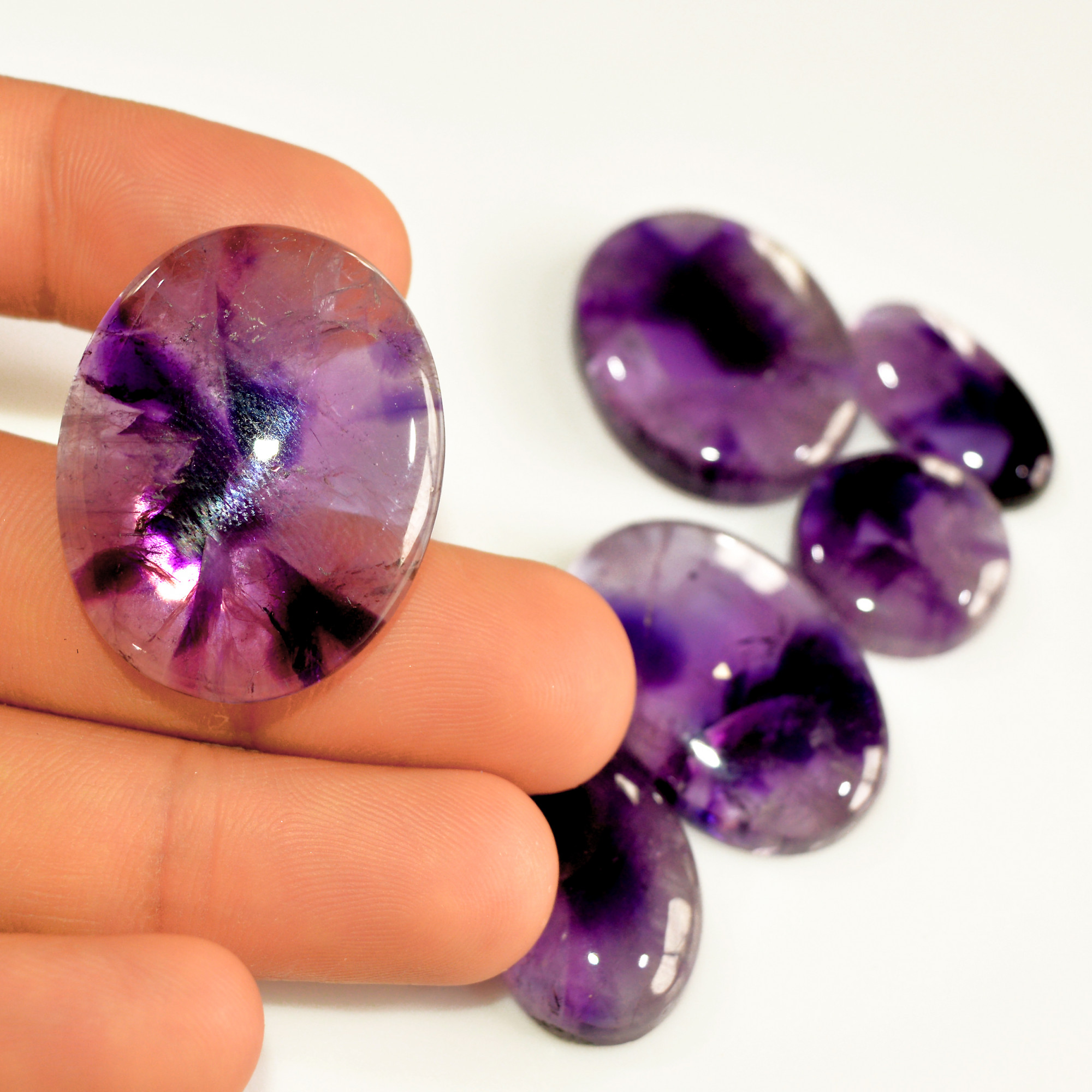 6 Pcs 197 Cts Natural Purple Amethyst Cabochon Loose Mixed Shapes Gemstone Lot For Pendants Handmade Jewelry Supplies 31x24 22x11mm 15707