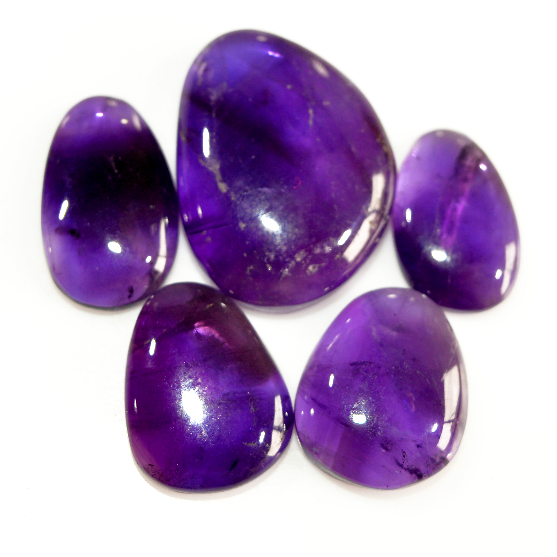 5 Pcs 94 Cts Natural Purple Amethyst Cabochon Loose Mixed Shapes Gemstone Lot For Pendants Handmade Jewelry Supplies 28x20 19x11mm 15708