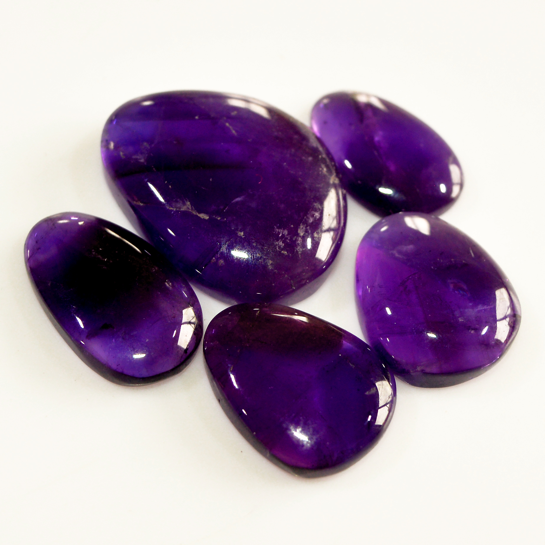 5 Pcs 94 Cts Natural Purple Amethyst Cabochon Loose Mixed Shapes Gemstone Lot For Pendants Handmade Jewelry Supplies 28x20 19x11mm R-15708
