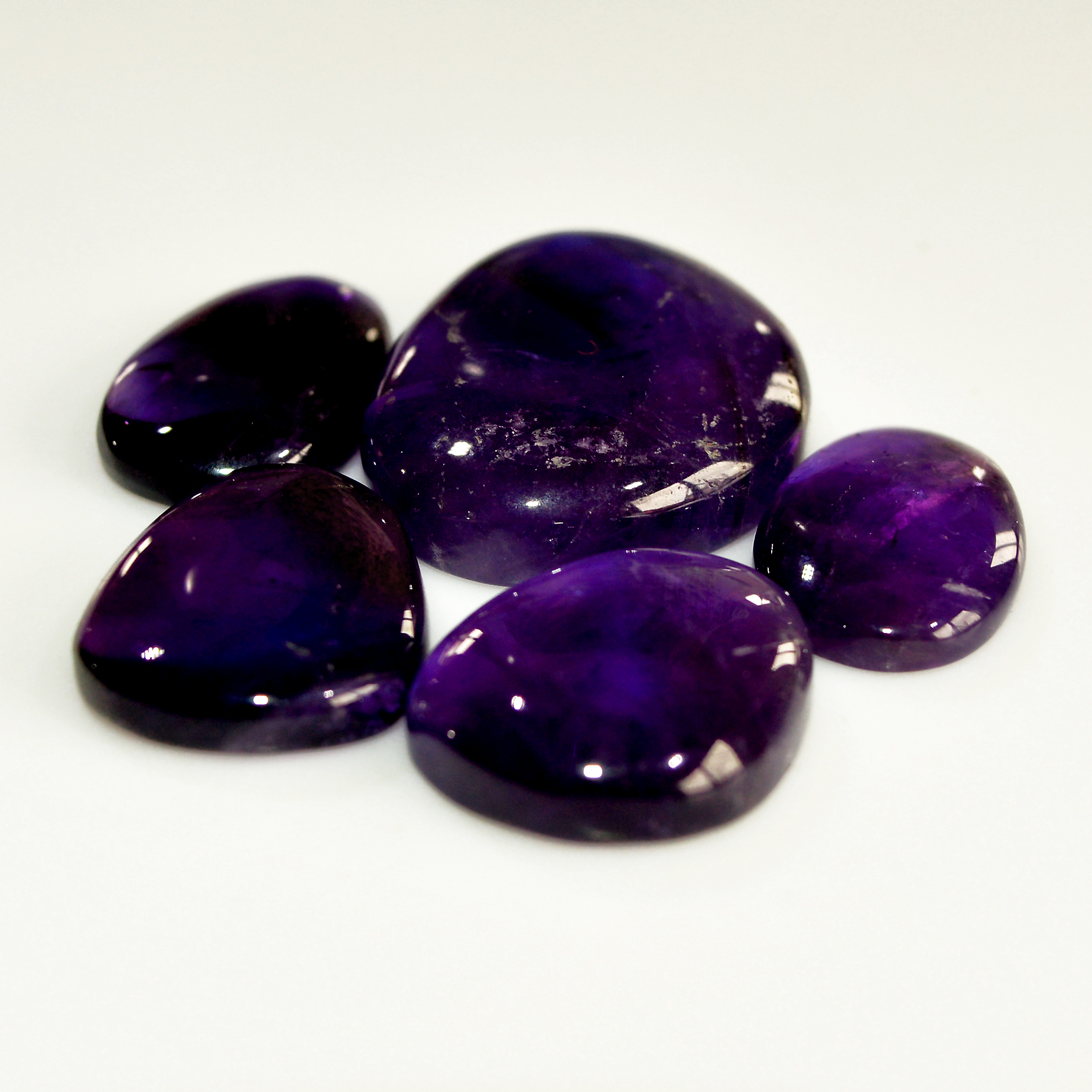 5 Pcs 94 Cts Natural Purple Amethyst Cabochon Loose Mixed Shapes Gemstone Lot For Pendants Handmade Jewelry Supplies 28x20 19x11mm 15708