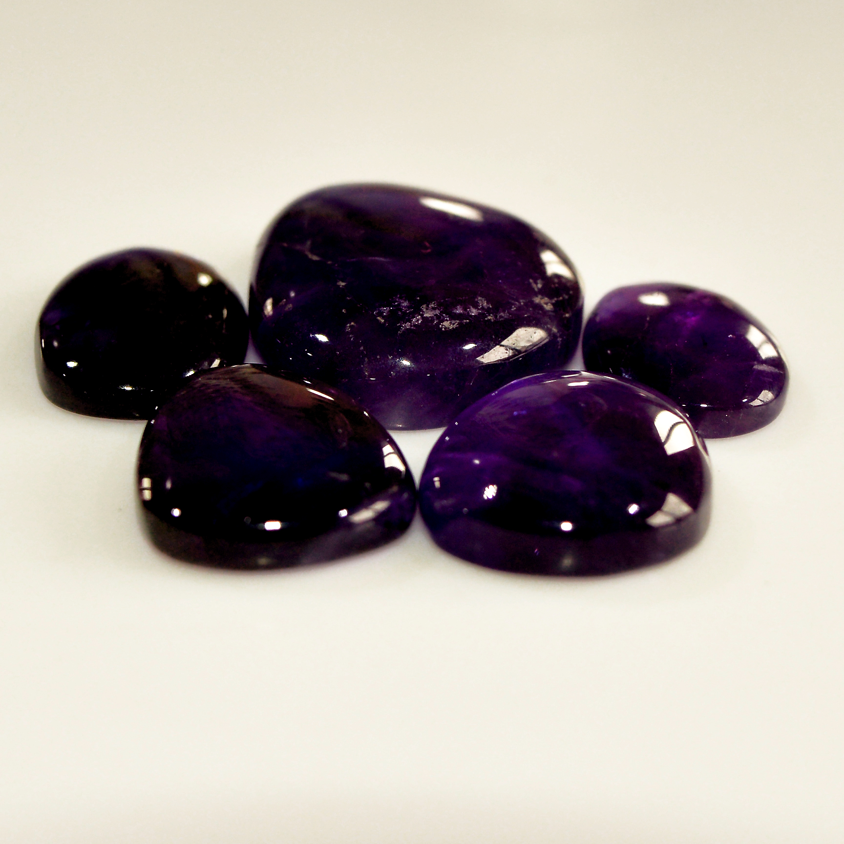 5 Pcs 94 Cts Natural Purple Amethyst Cabochon Loose Mixed Shapes Gemstone Lot For Pendants Handmade Jewelry Supplies 28x20 19x11mm R-15708