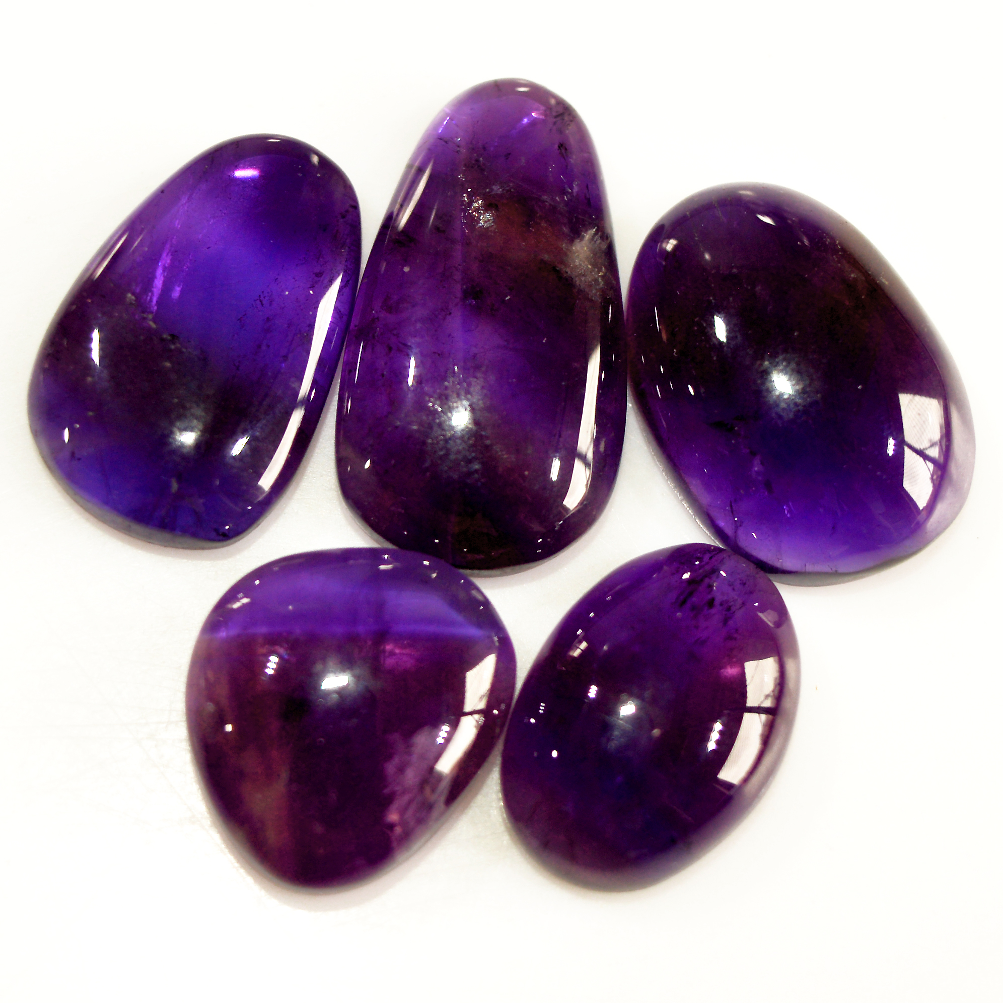 5 Pcs 82 Cts Natural Purple Amethyst Cabochon Loose Mixed Shapes Gemstone Lot For Pendants Handmade Jewelry Supplies 25x12 16x10mm 15709