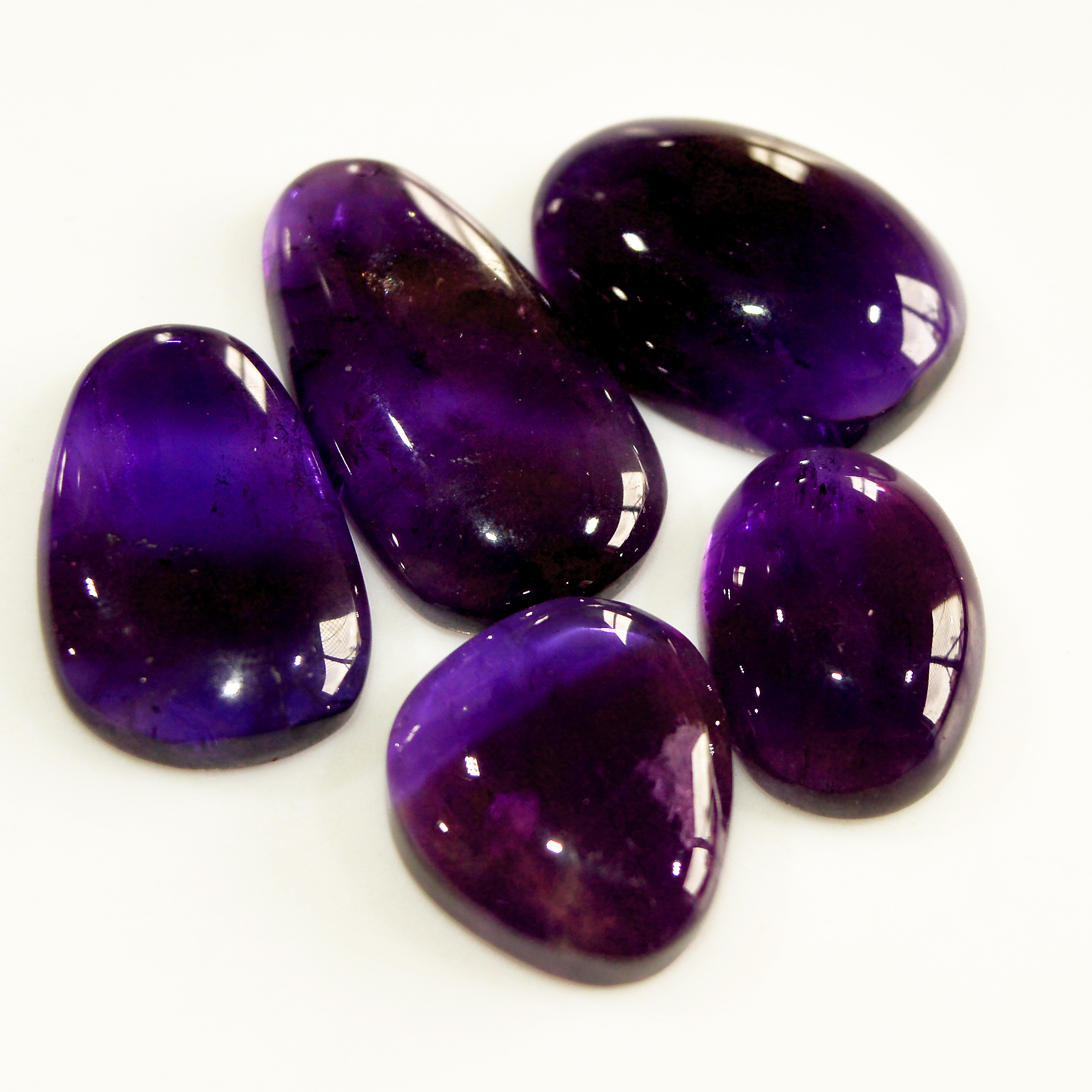 5 Pcs 82 Cts Natural Purple Amethyst Cabochon Loose Mixed Shapes Gemstone Lot For Pendants Handmade Jewelry Supplies 25x12 16x10mm 15709