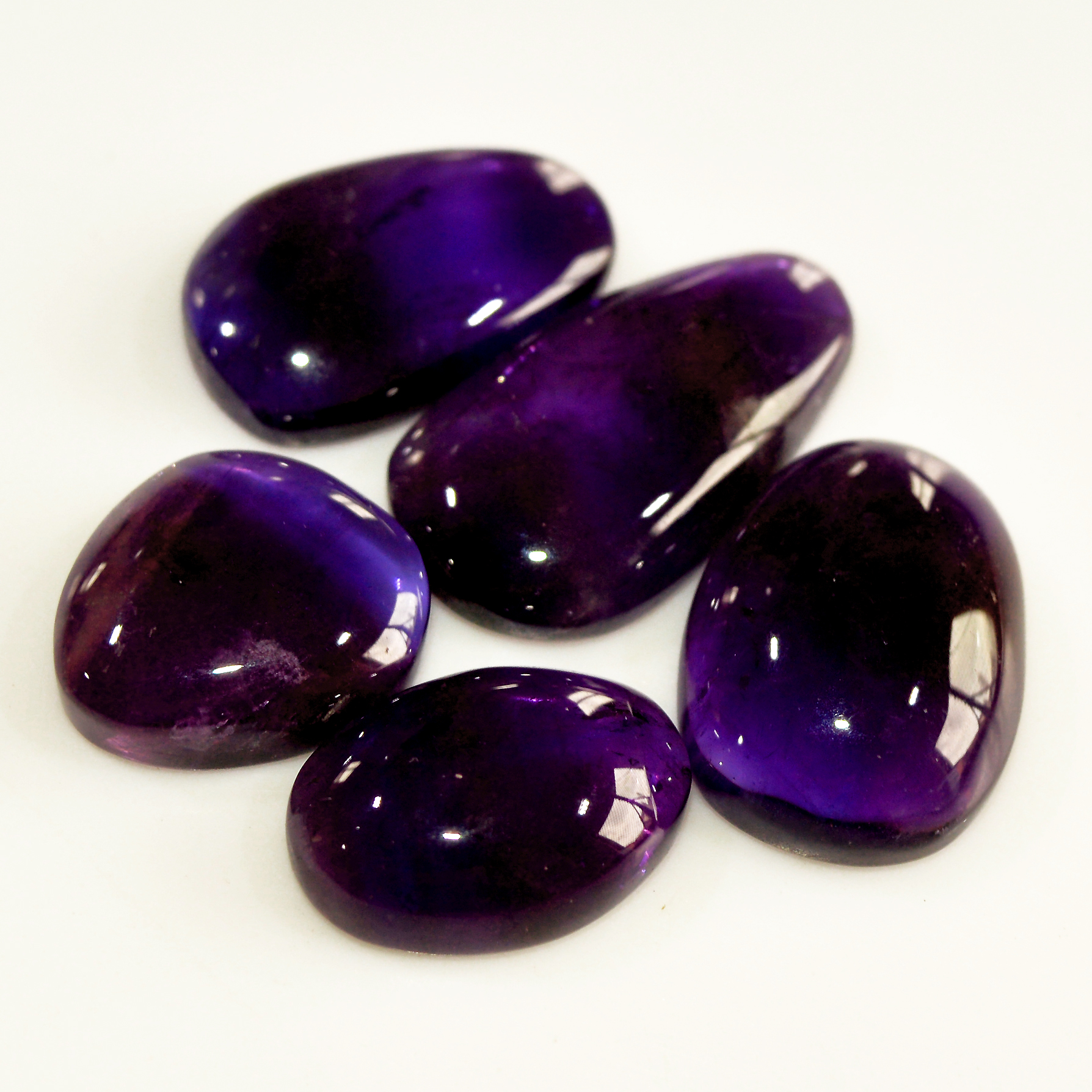5 Pcs 82 Cts Natural Purple Amethyst Cabochon Loose Mixed Shapes Gemstone Lot For Pendants Handmade Jewelry Supplies 25x12 16x10mm 15709