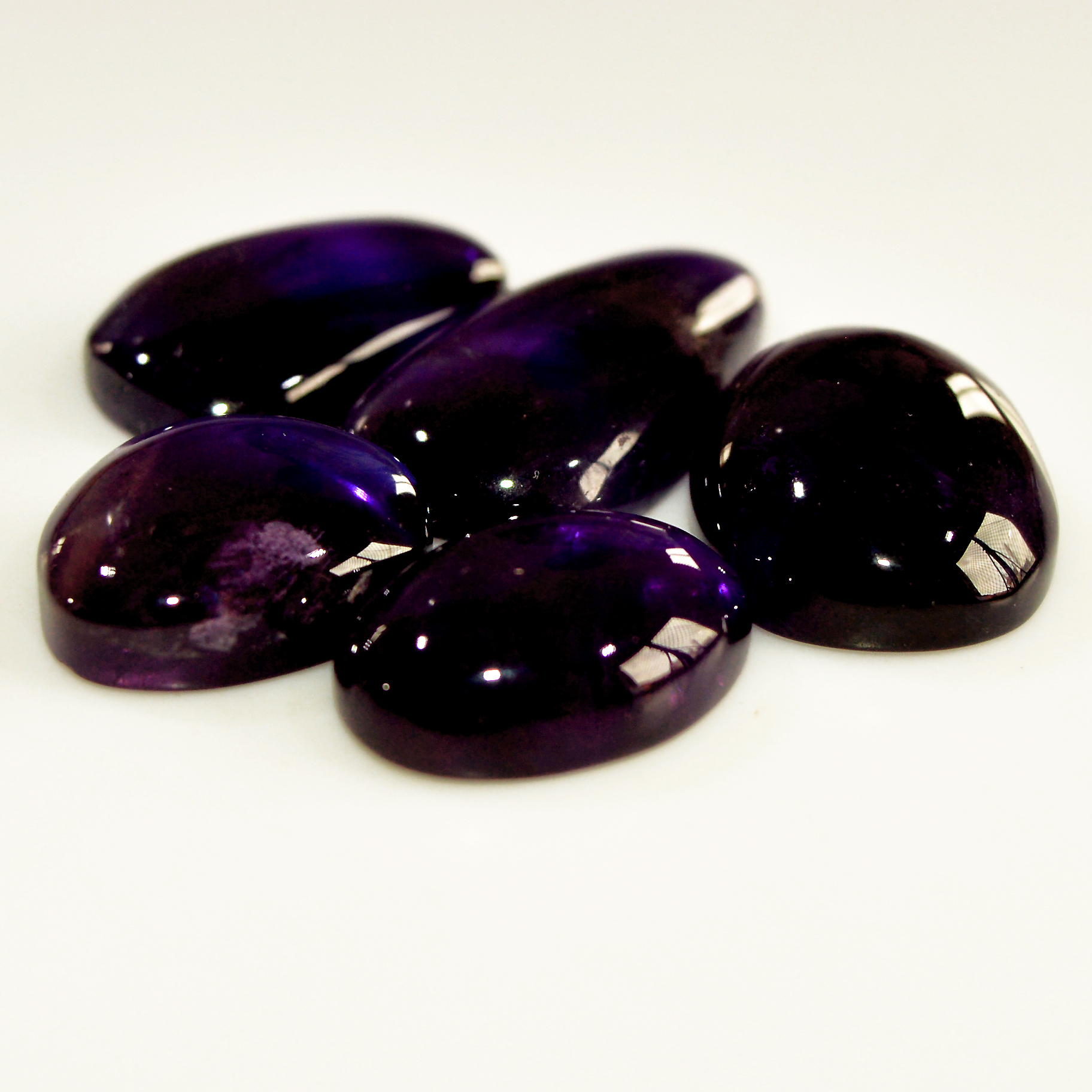 5 Pcs 82 Cts Natural Purple Amethyst Cabochon Loose Mixed Shapes Gemstone Lot For Pendants Handmade Jewelry Supplies 25x12 16x10mm R-15709