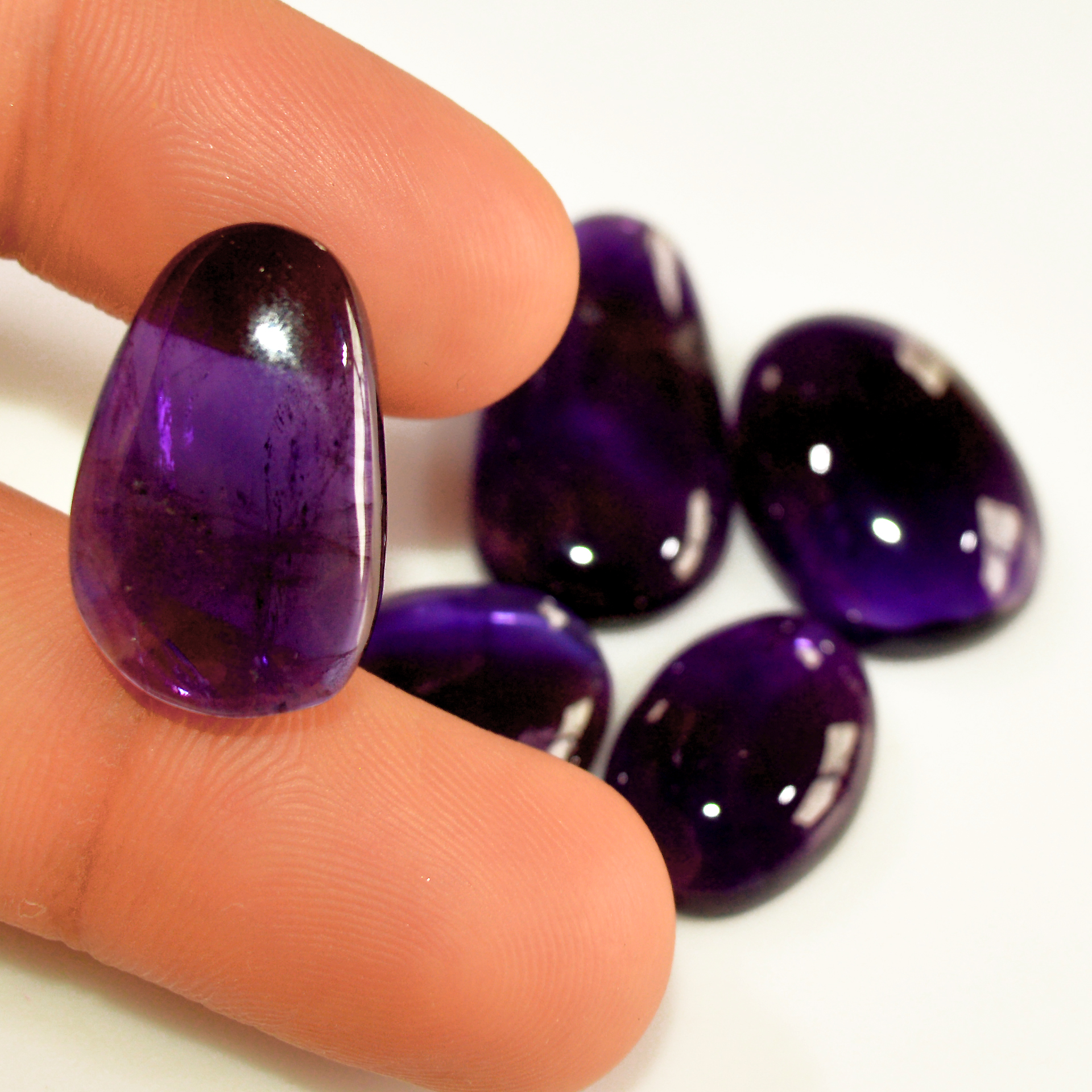 5 Pcs 82 Cts Natural Purple Amethyst Cabochon Loose Mixed Shapes Gemstone Lot For Pendants Handmade Jewelry Supplies 25x12 16x10mm R-15709
