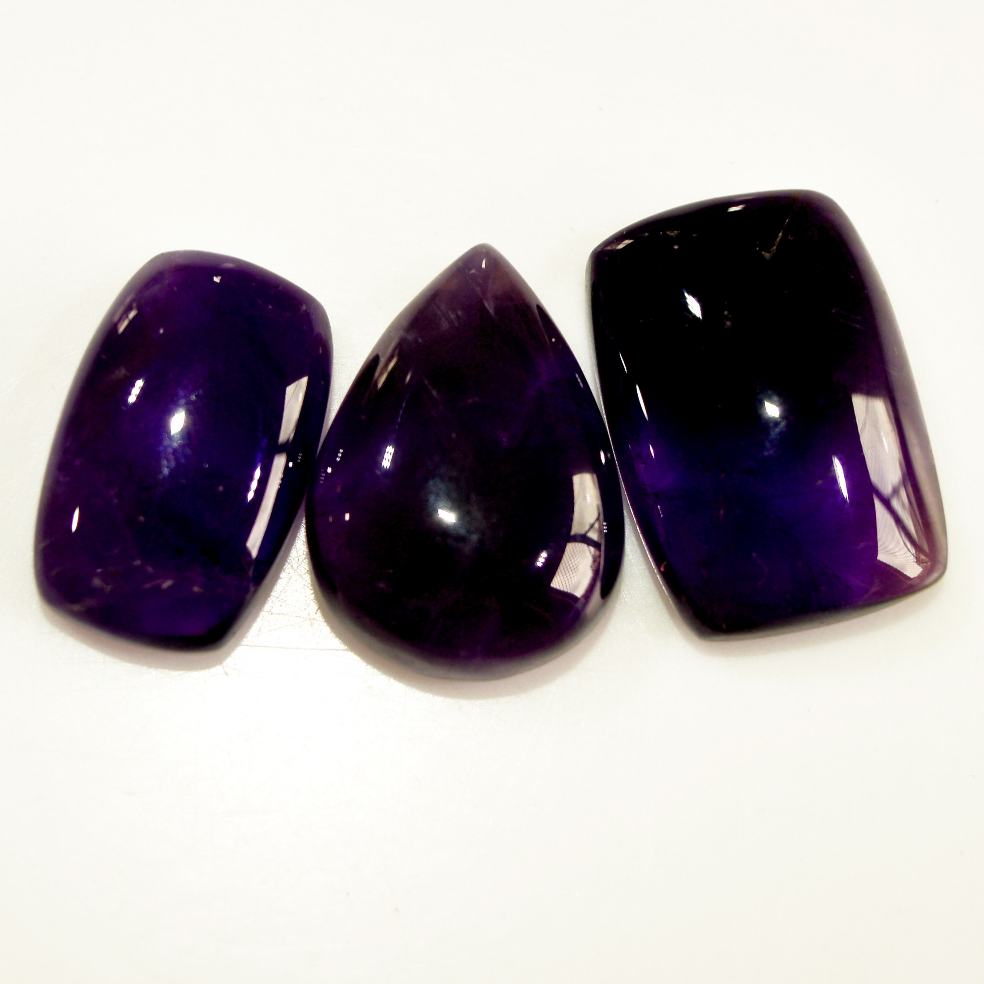 3 Pcs 78 Cts Natural Purple Amethyst Cabochon Loose Mixed Shapes Gemstone Lot For Pendants Handmade Jewelry Supplies 24x15 20x12mm 15710
