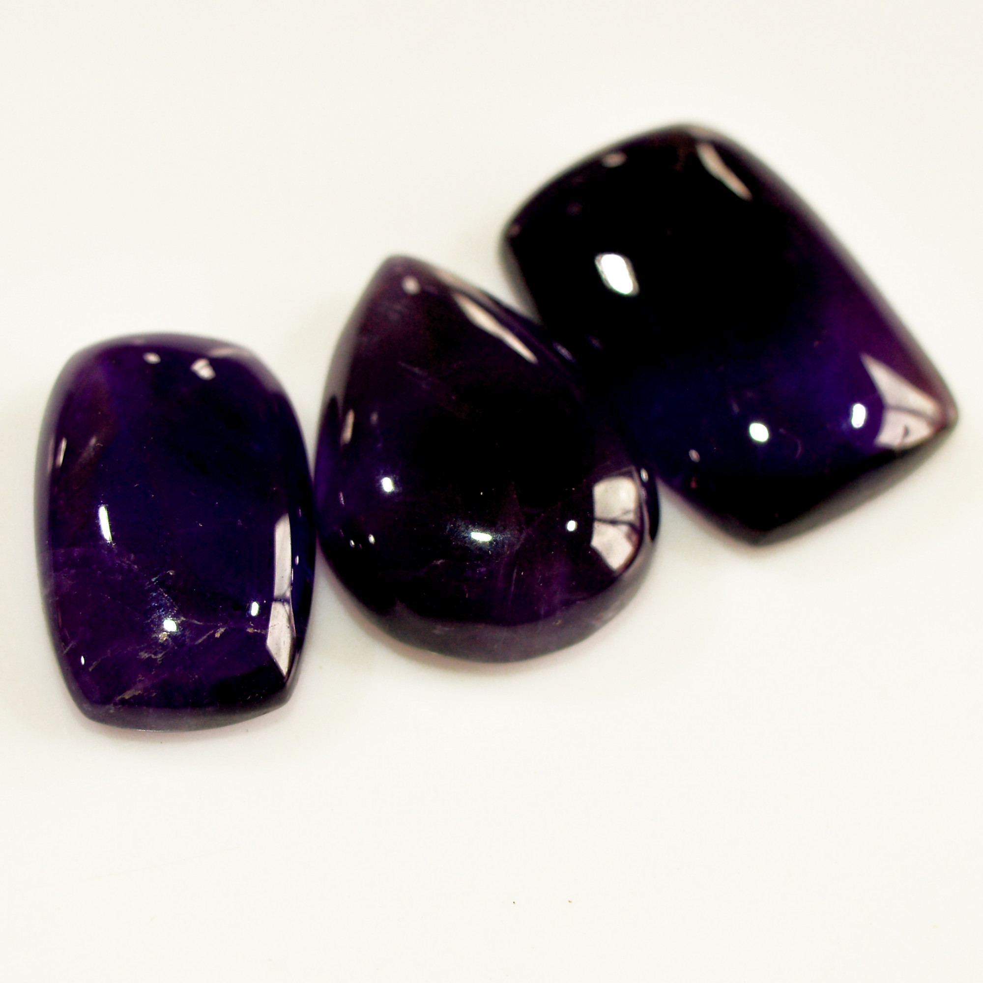 3 Pcs 78 Cts Natural Purple Amethyst Cabochon Loose Mixed Shapes Gemstone Lot For Pendants Handmade Jewelry Supplies 24x15 20x12mm R-15710