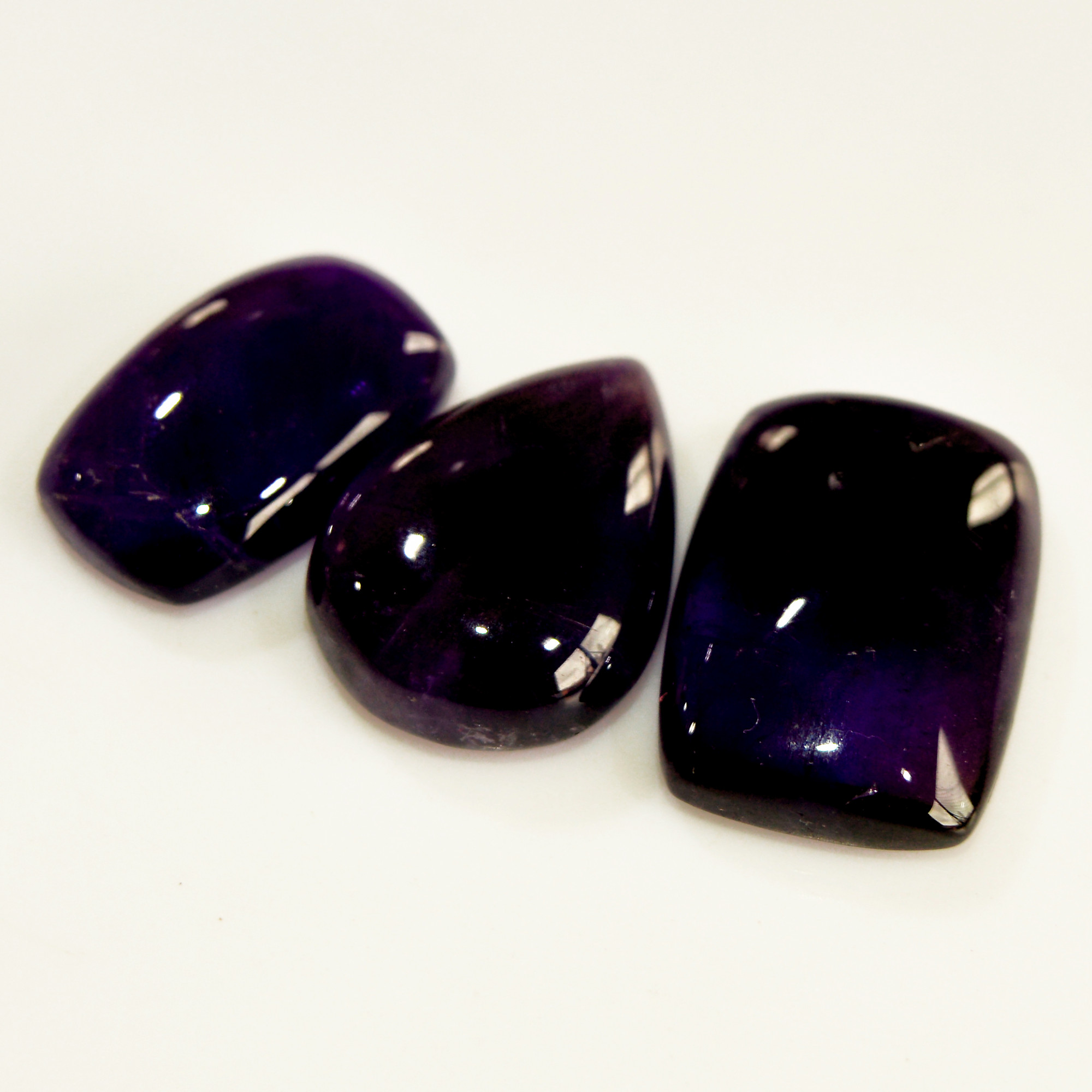 3 Pcs 78 Cts Natural Purple Amethyst Cabochon Loose Mixed Shapes Gemstone Lot For Pendants Handmade Jewelry Supplies 24x15 20x12mm 15710
