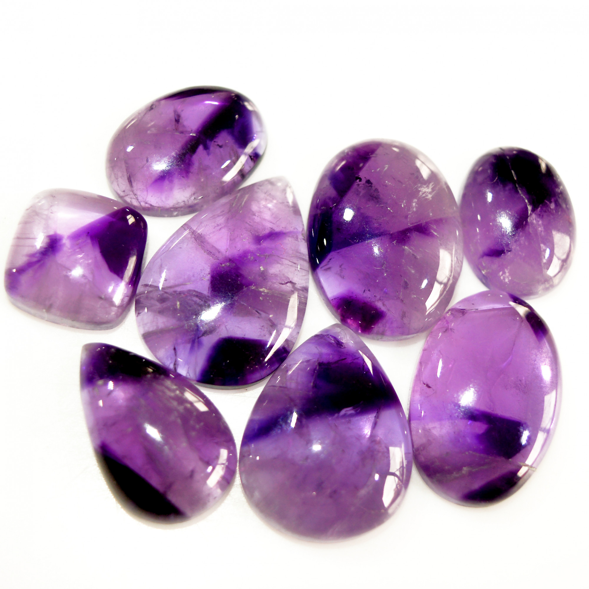 8 Pcs 130 Cts Natural Purple Amethyst Cabochon Loose Mixed Shapes Gemstone Lot For Pendants Handmade Jewelry Supplies 24x15 13x13mm 15711