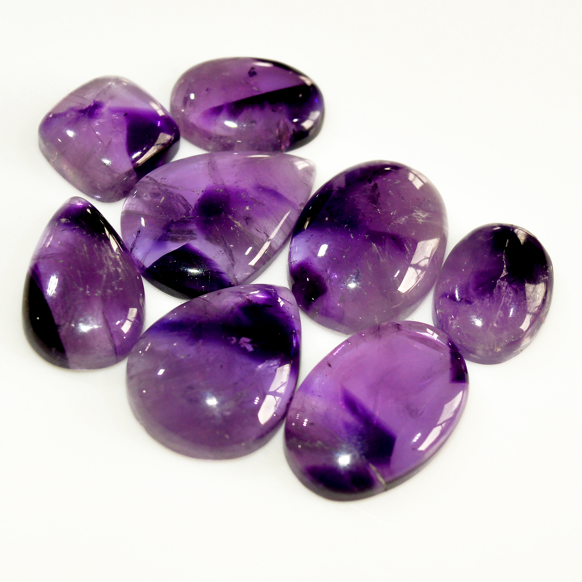8 Pcs 130 Cts Natural Purple Amethyst Cabochon Loose Mixed Shapes Gemstone Lot For Pendants Handmade Jewelry Supplies 24x15 13x13mm 15711