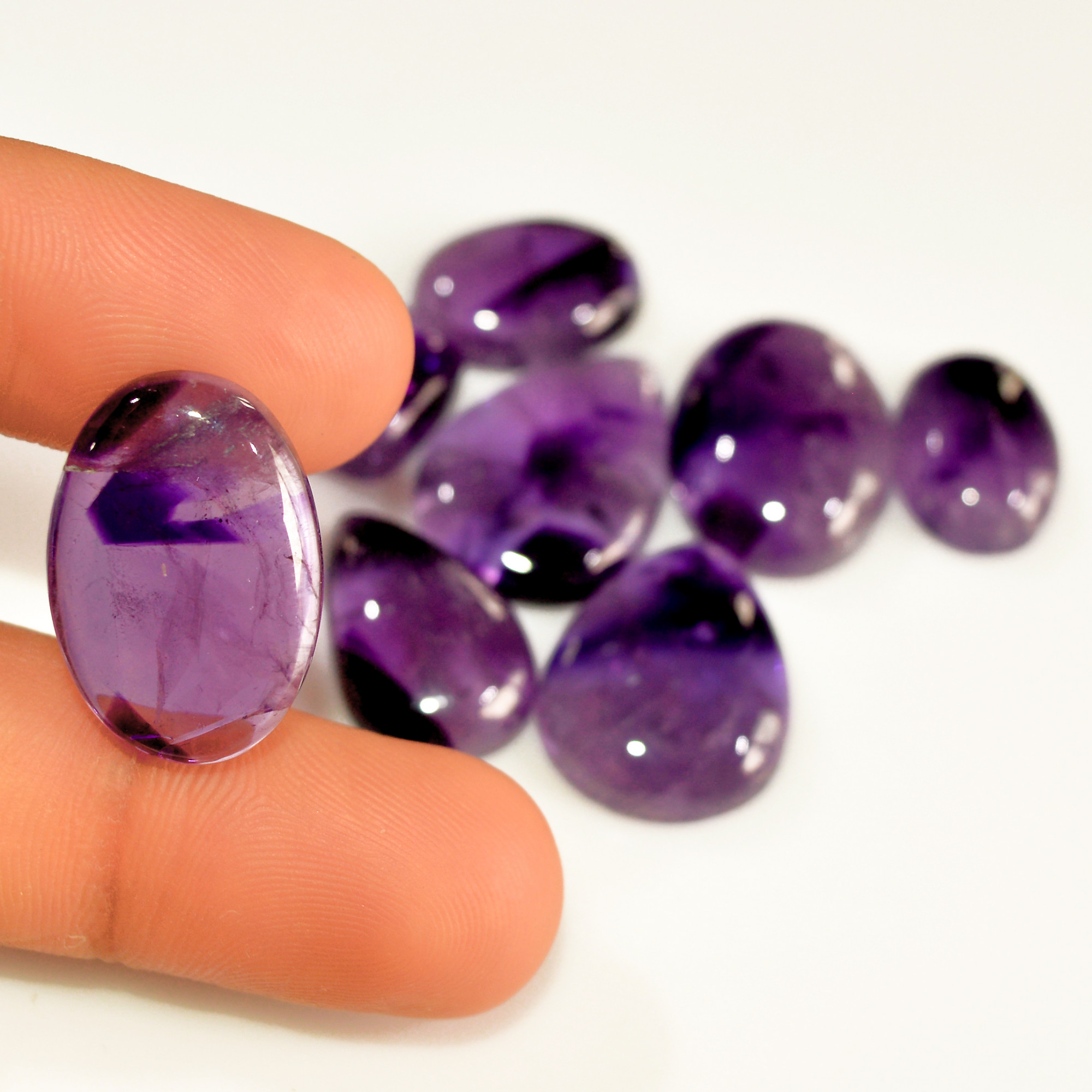 8 Pcs 130 Cts Natural Purple Amethyst Cabochon Loose Mixed Shapes Gemstone Lot For Pendants Handmade Jewelry Supplies 24x15 13x13mm 15711