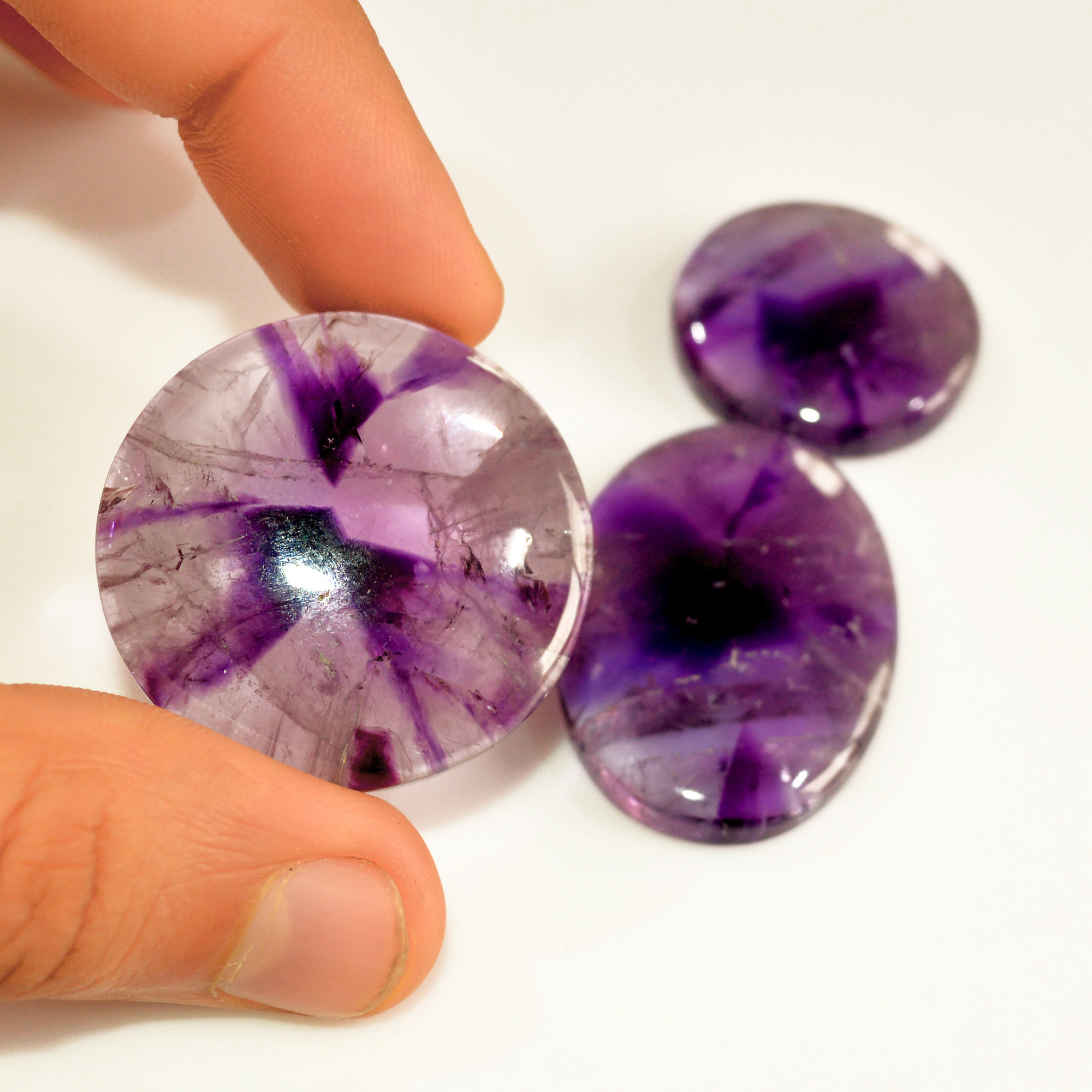 3 Pcs 181 Cts Natural Purple Amethyst Cabochon Loose Mixed Shapes Gemstone Lot For Pendants Handmade Jewelry Supplies 32x32 19x19mm 15712